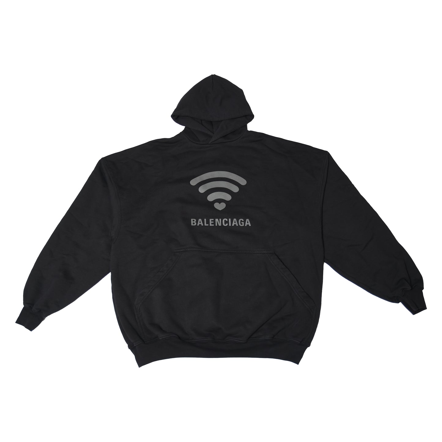 Balenciaga Wifi Signal Graphic Logo Large Fit Hoodie Black