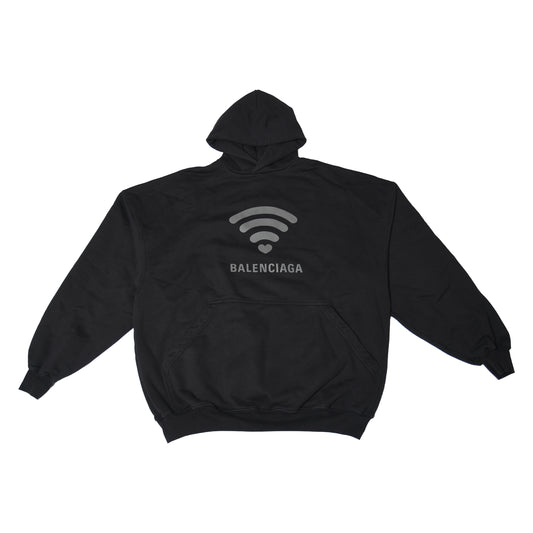 Balenciaga Wifi Signal Graphic Logo Large Fit Hoodie Black