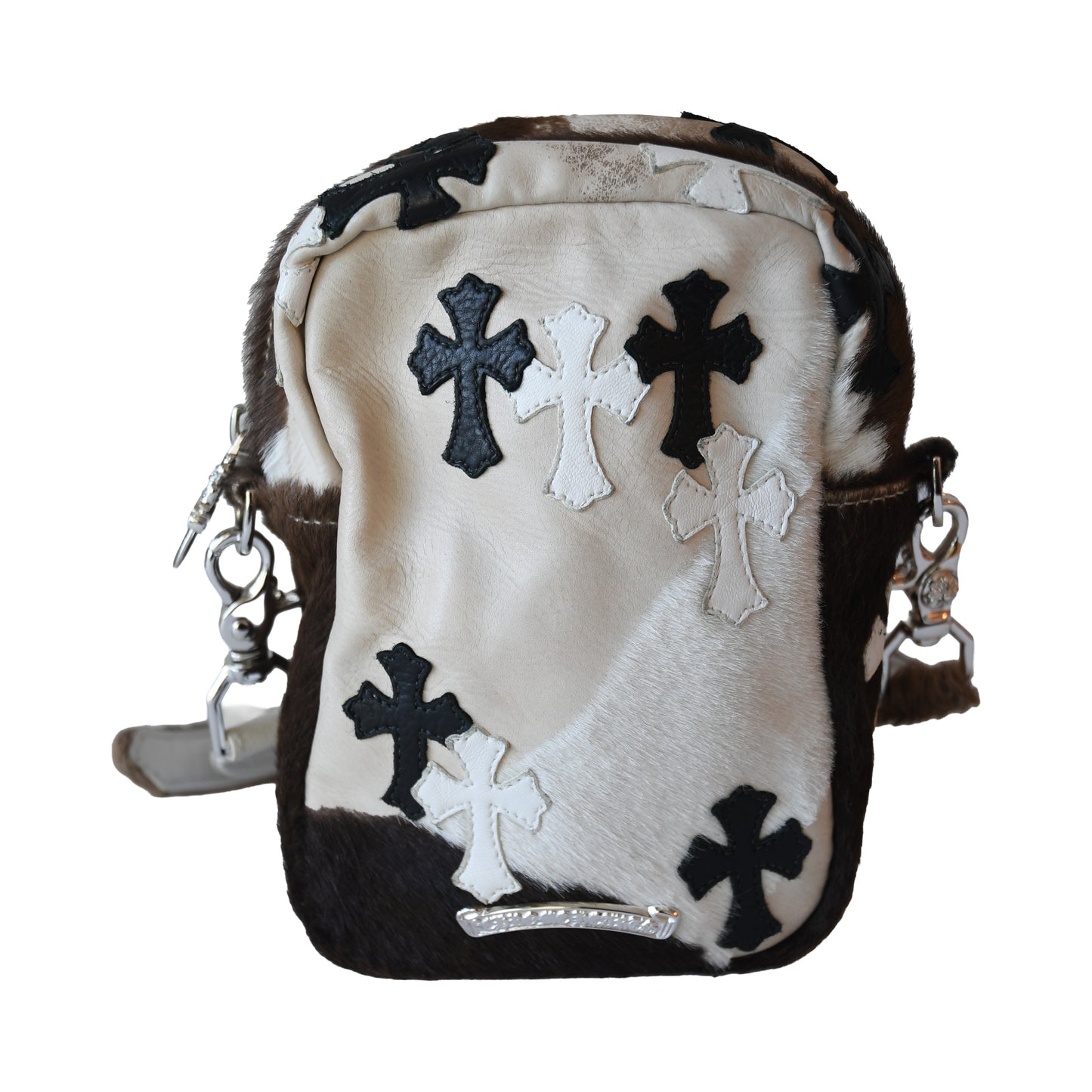 Chrome Hearts Matty Boy Cross Patch Chomper Cowhide Taka Bag White-NOBLEMARS