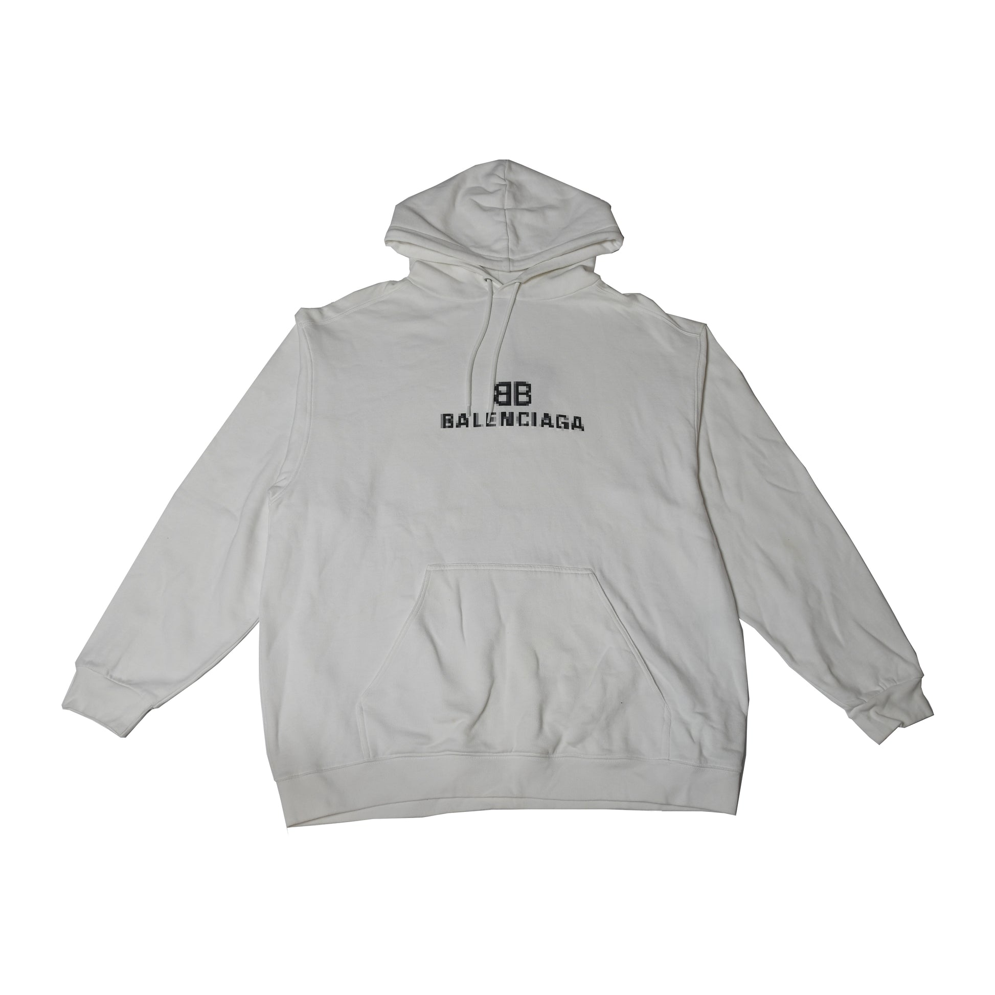 Balenciaga BB Pixel Hoodie White-NOBLEMARS
