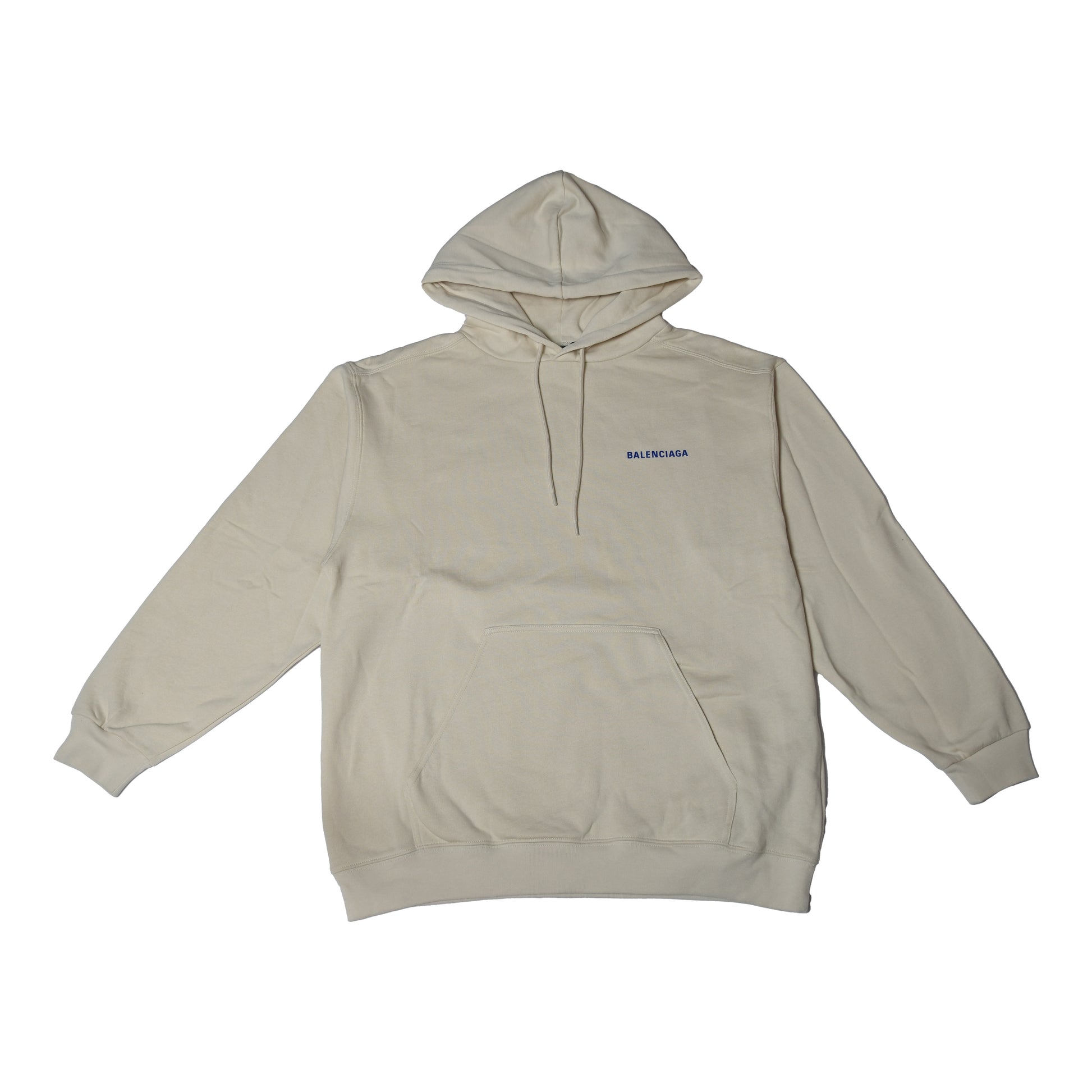 Balenciaga Front Back Logo Hoodie Beige-NOBLEMARS