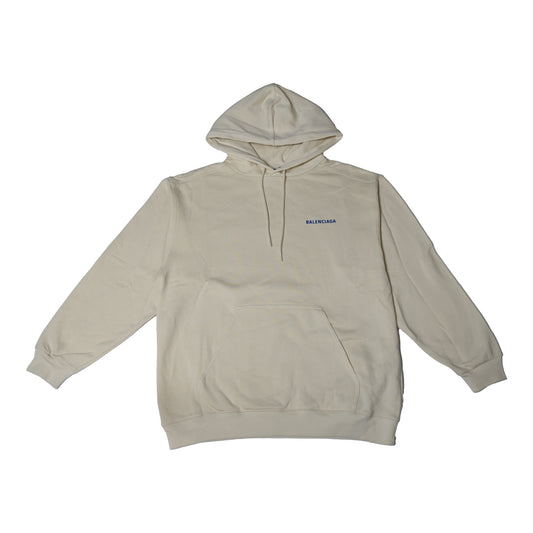 Balenciaga Front Back Logo Hoodie Beige