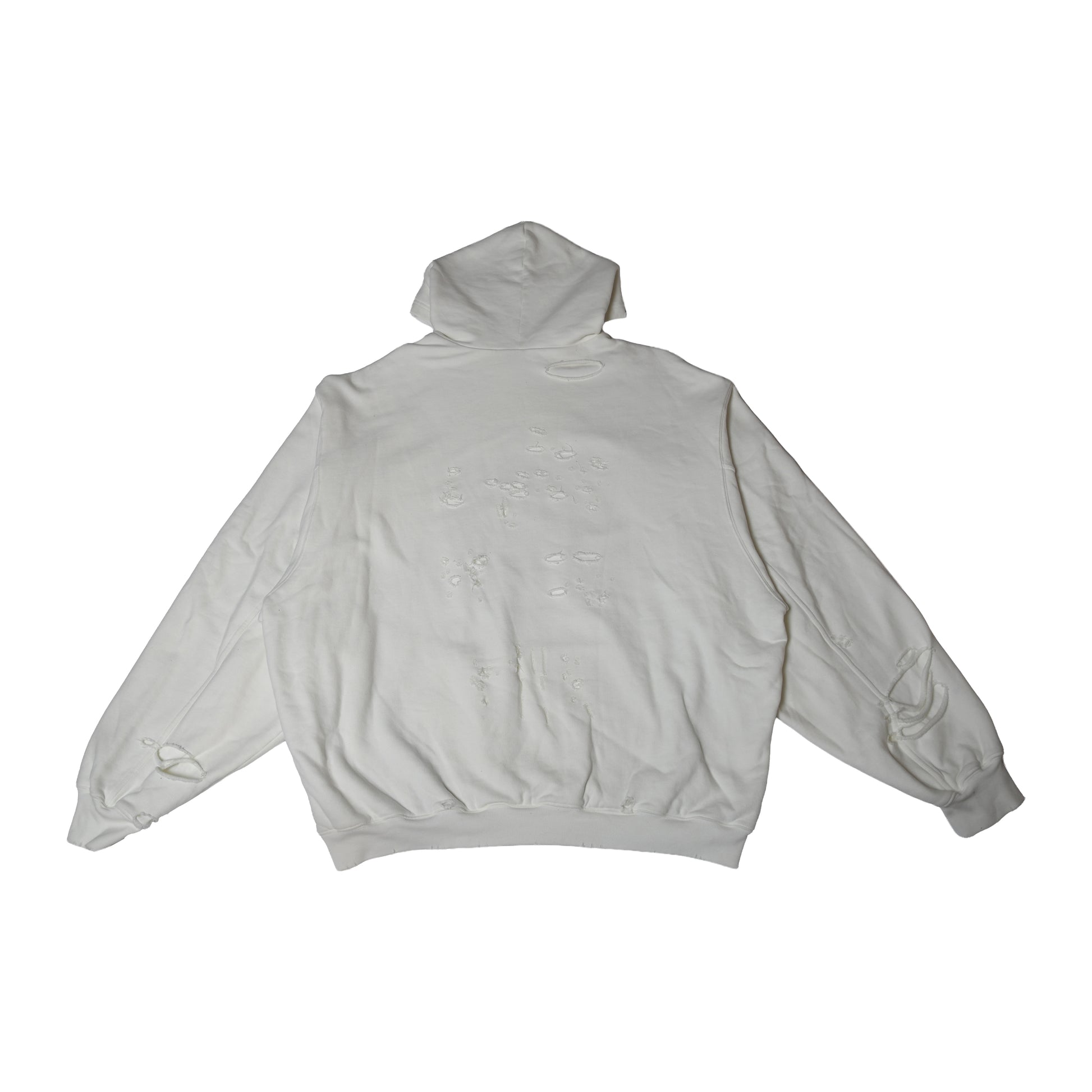 Balenciaga Caps Destroyed Oversize Fit Hoodie White-NOBLEMARS