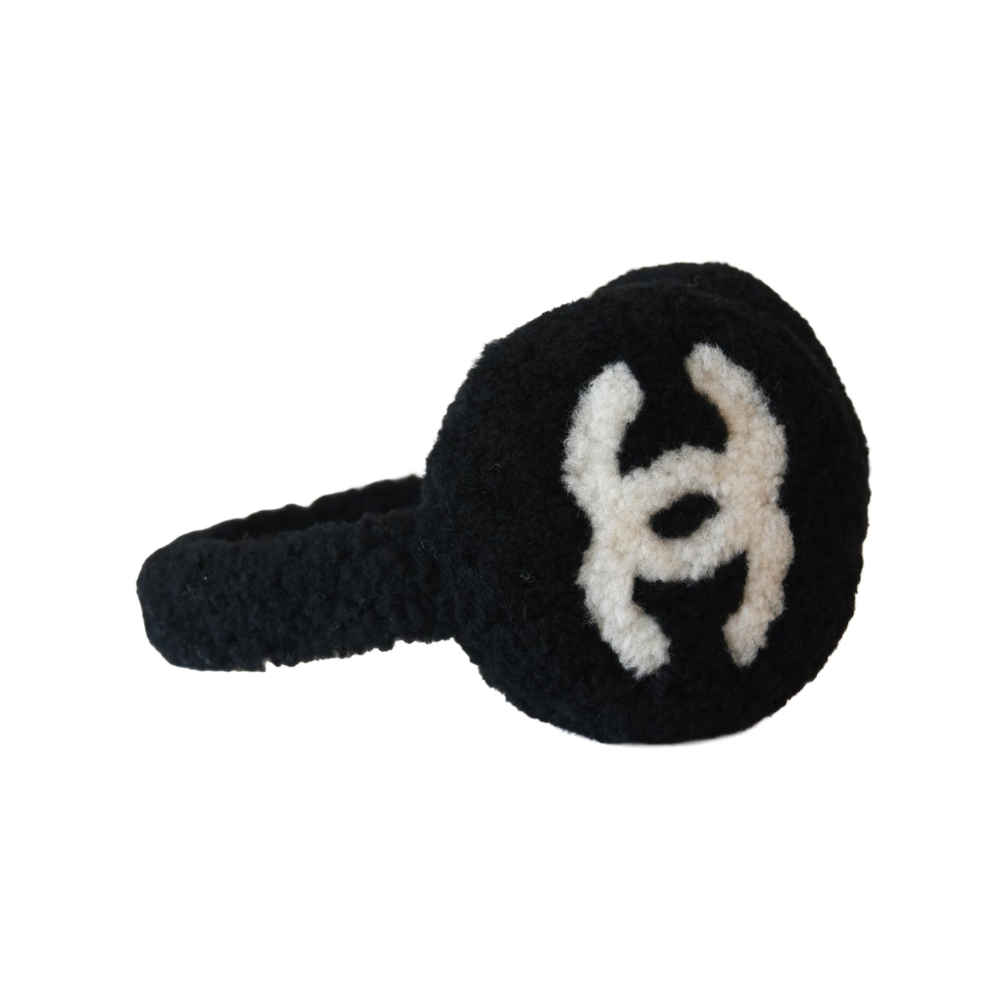 Chanel Shearling CC Earmuffs Black White
