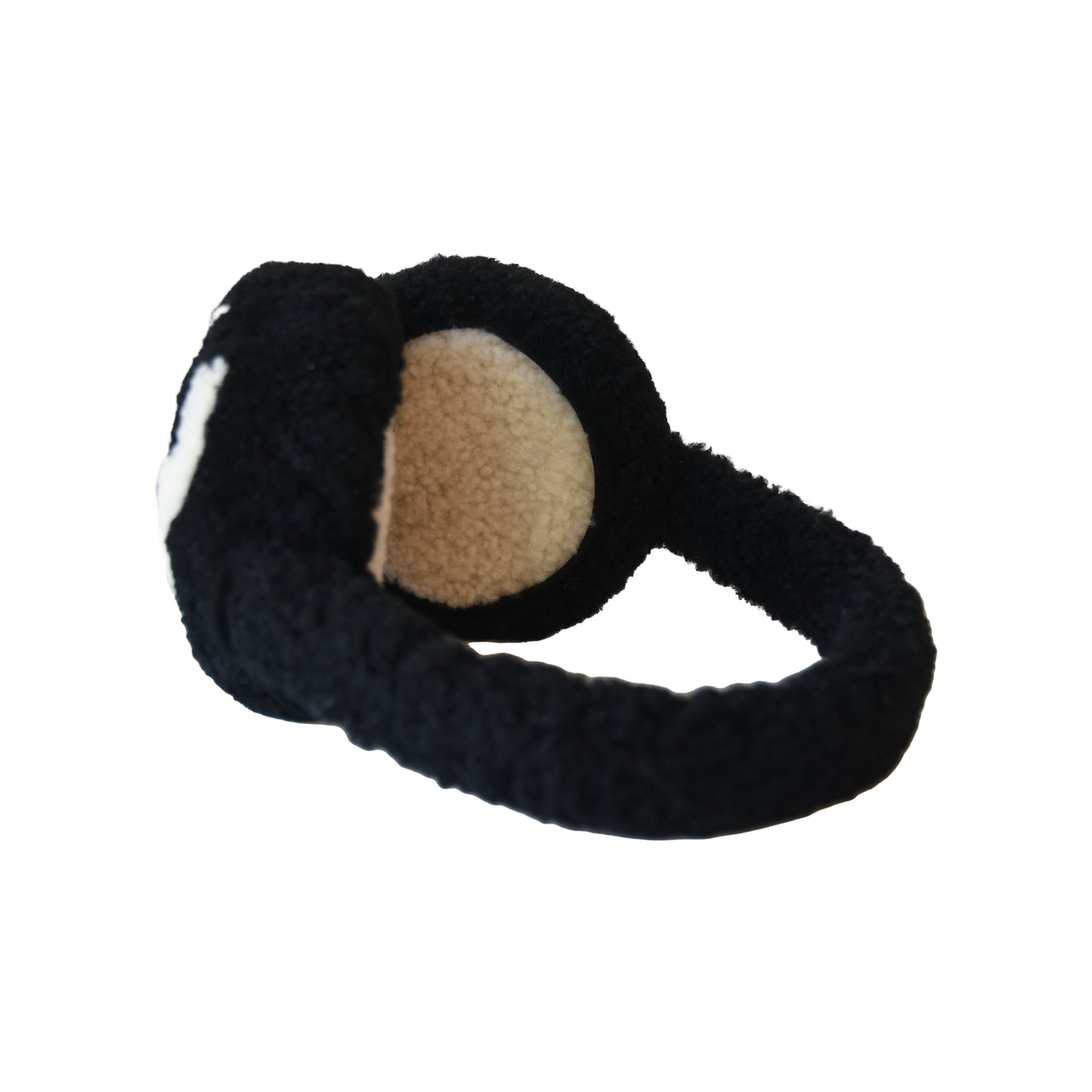 Chanel Shearling CC Earmuffs Black White