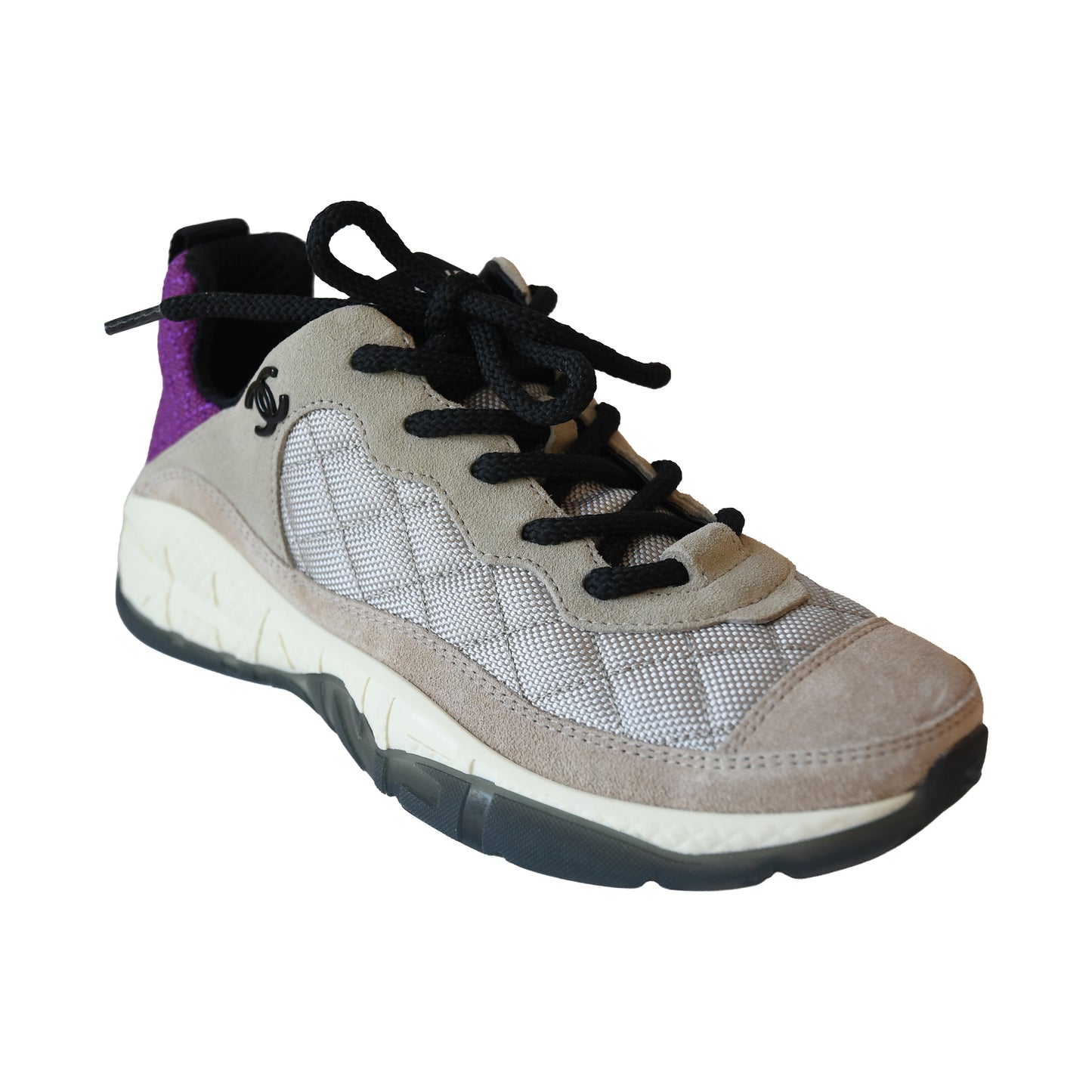 Chanel Interlocking CC Logo Low Top Sneakers Neutrals Purple