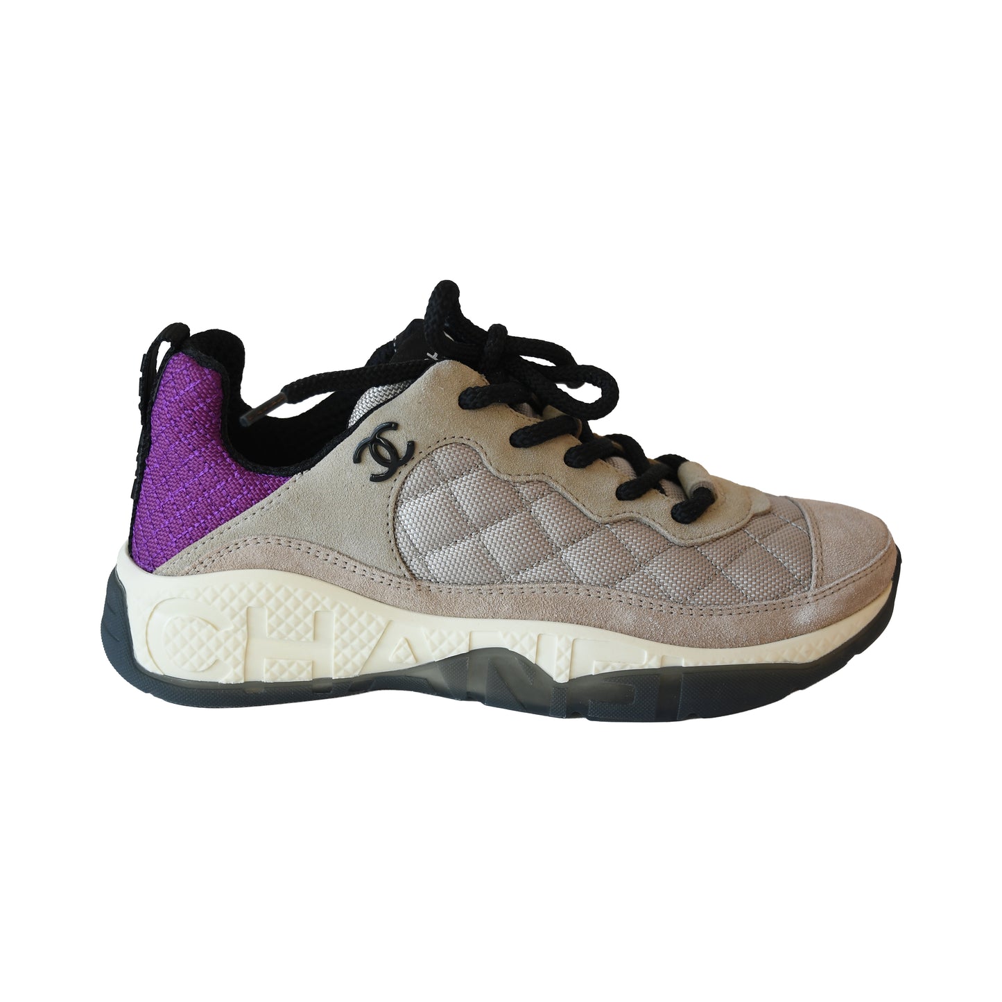 Chanel Interlocking CC Logo Low Top Sneakers Neutrals Purple