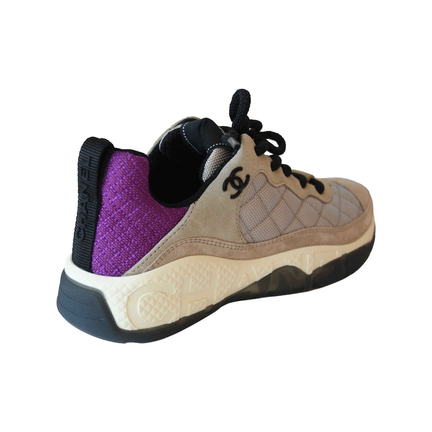Chanel Interlocking CC Logo Low Top Sneakers Neutrals Purple