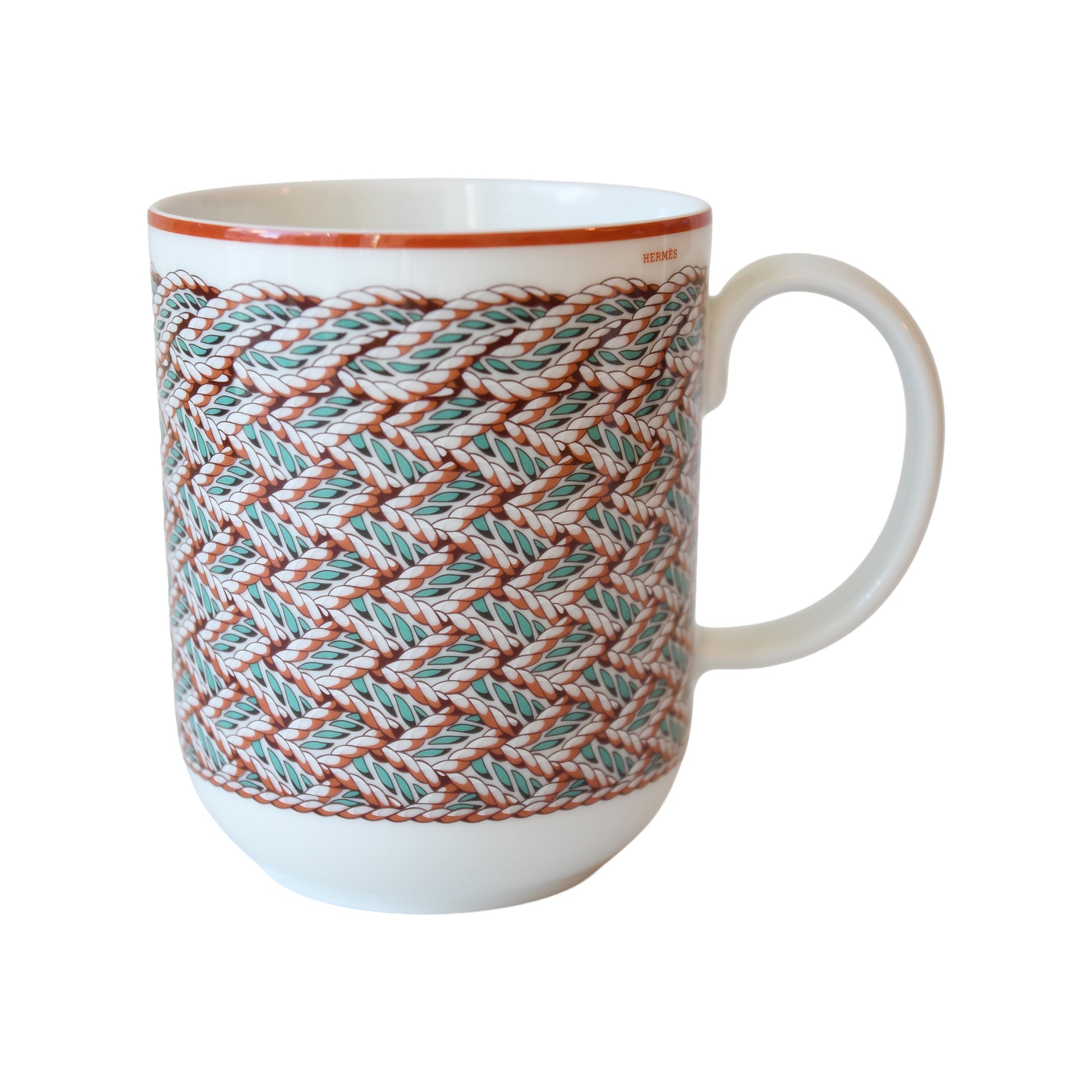 Hermes Tressages Equestres Mug N2 Orange White Blue-NOBLEMARS