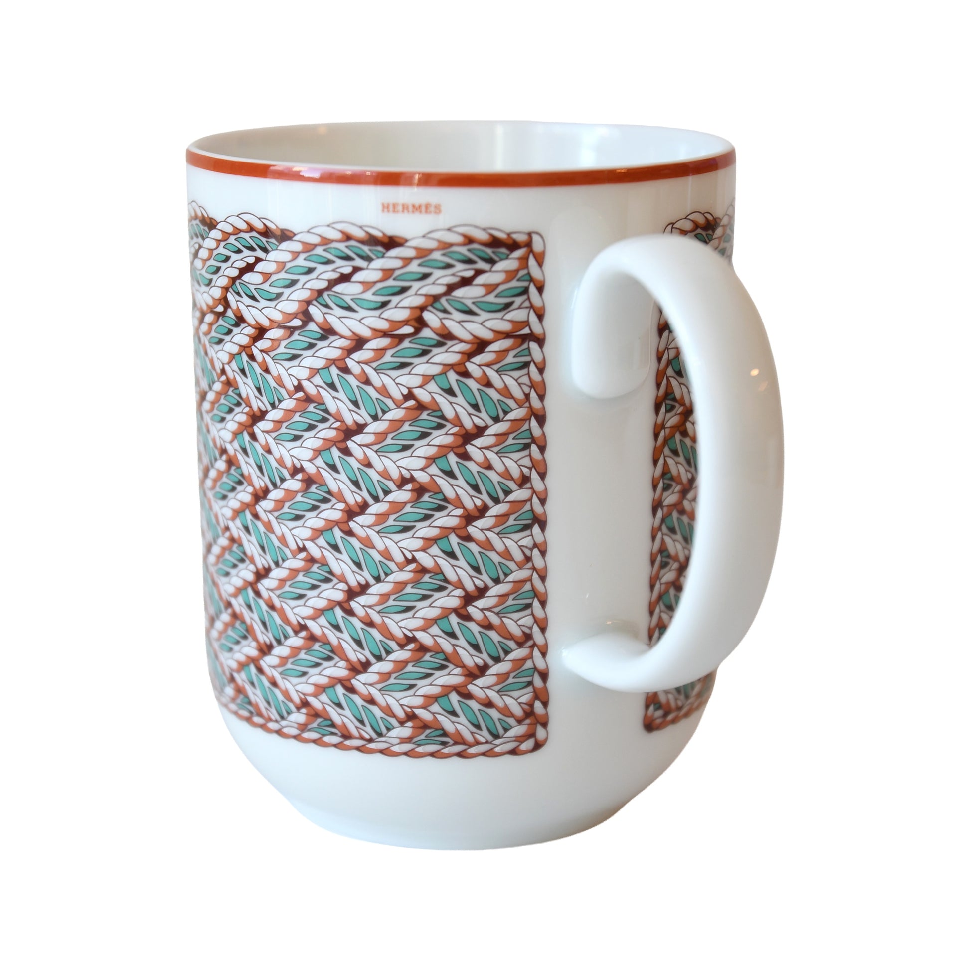 Hermes Tressages Equestres Mug N2 Orange White Blue-NOBLEMARS