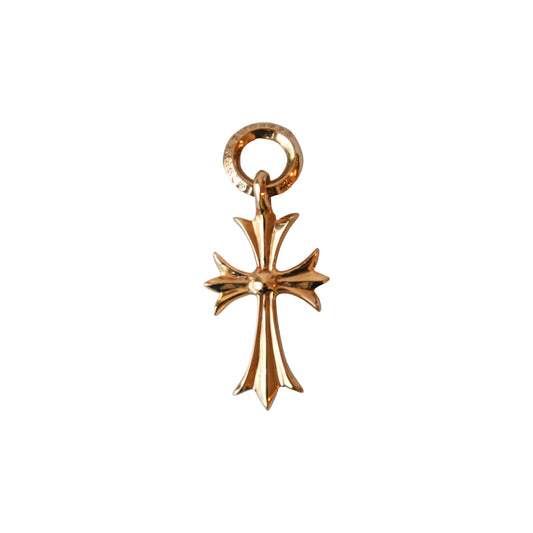 Chrome Hearts Gold Tiny Cross With B Ring Pendant