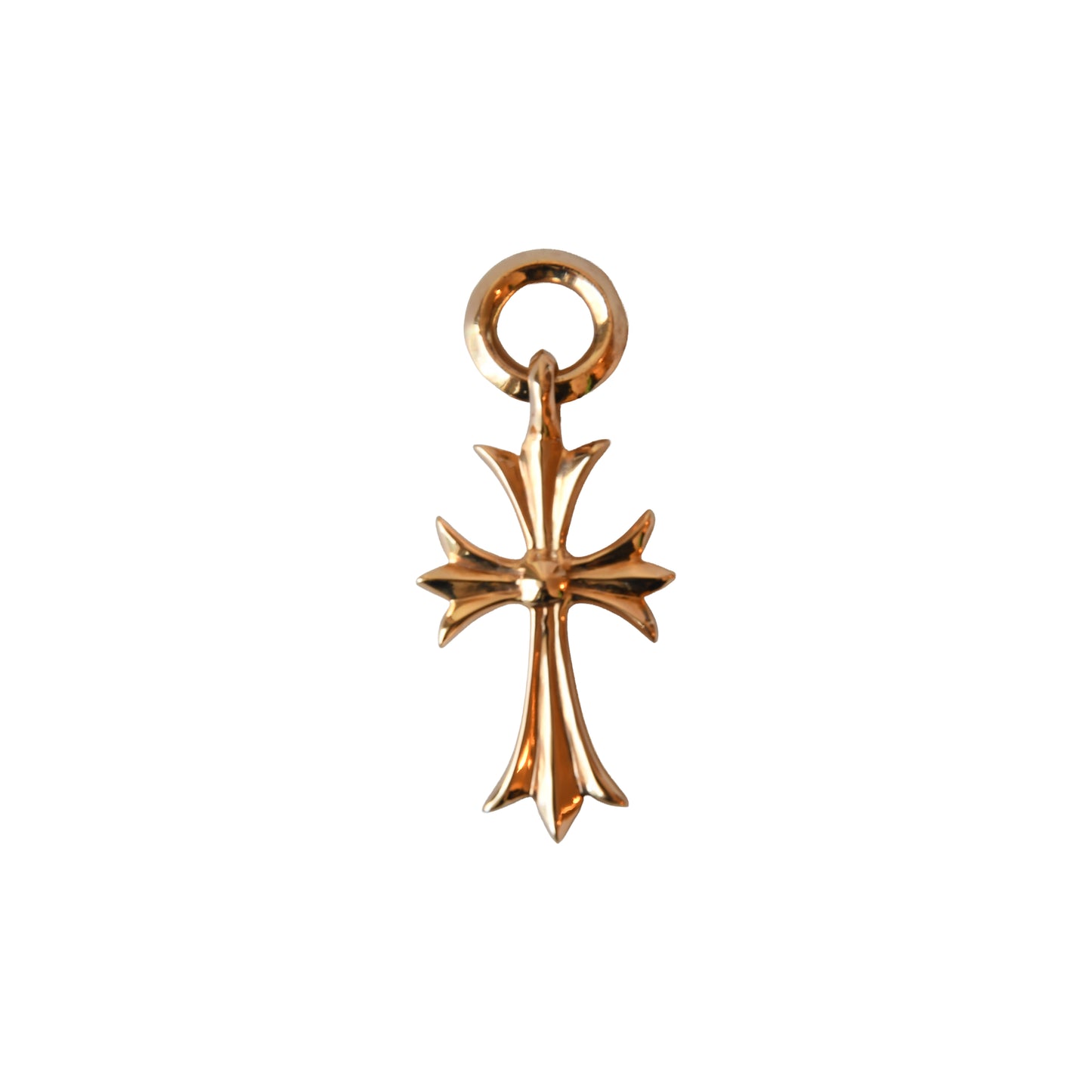 Chrome Hearts Gold Tiny Cross With B Ring Pendant