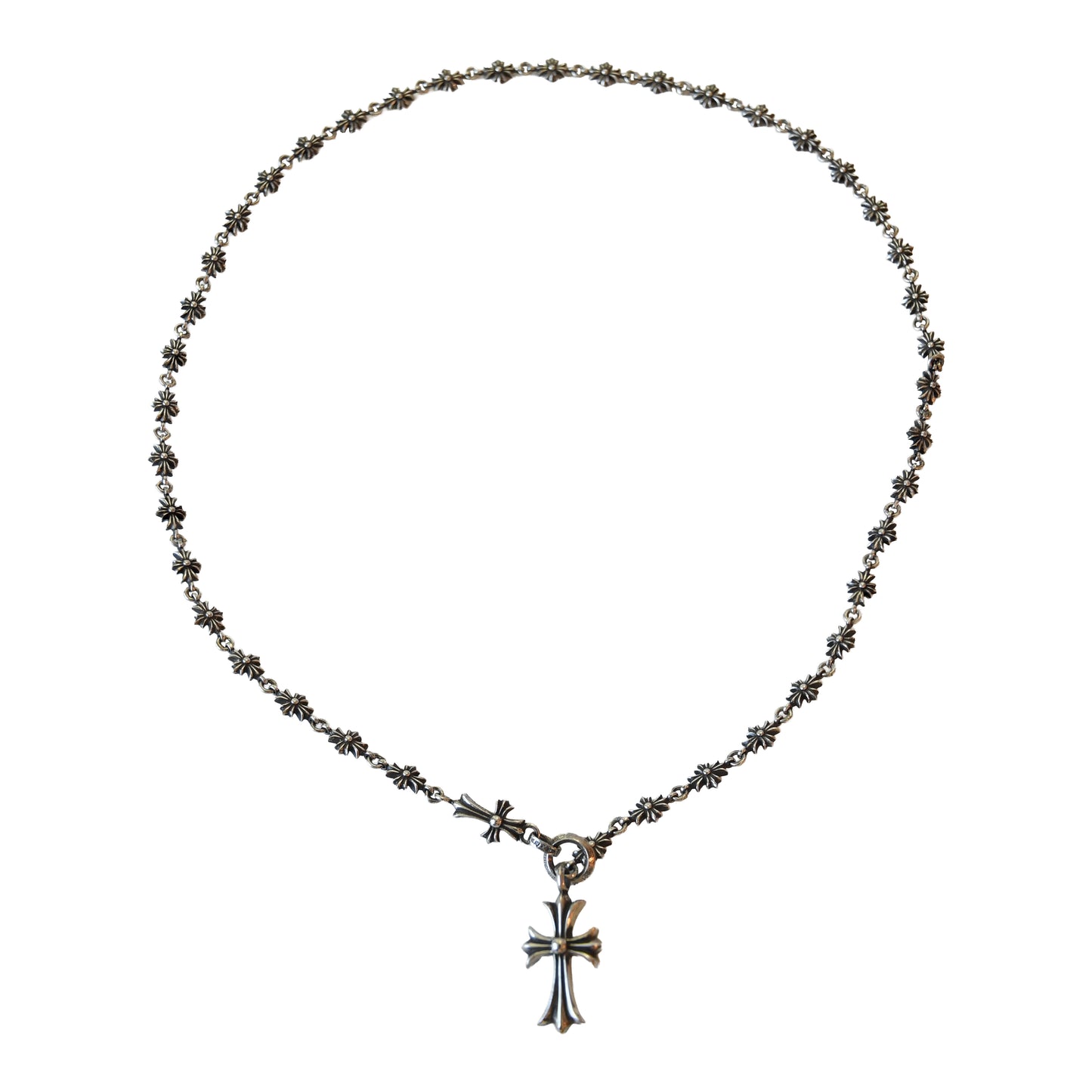 Chrome Hearts Tiny E Choke Chain With Tiny Fat Cross Necklace