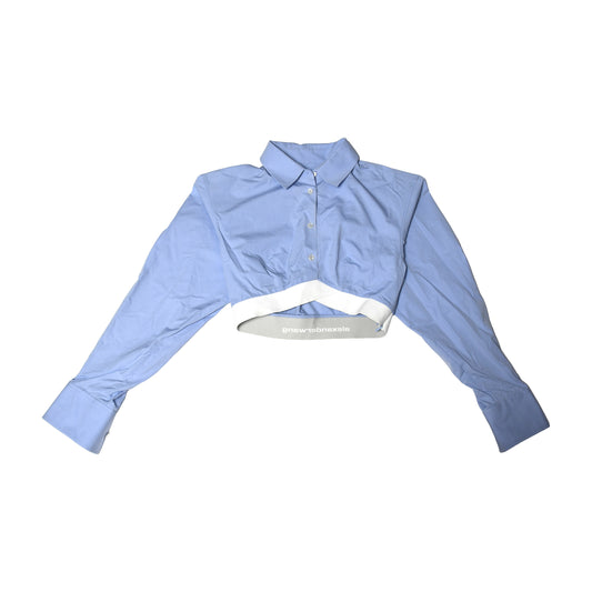 Alexander Wang logo-band Cropped Shirts Blue-NOBLEMARS