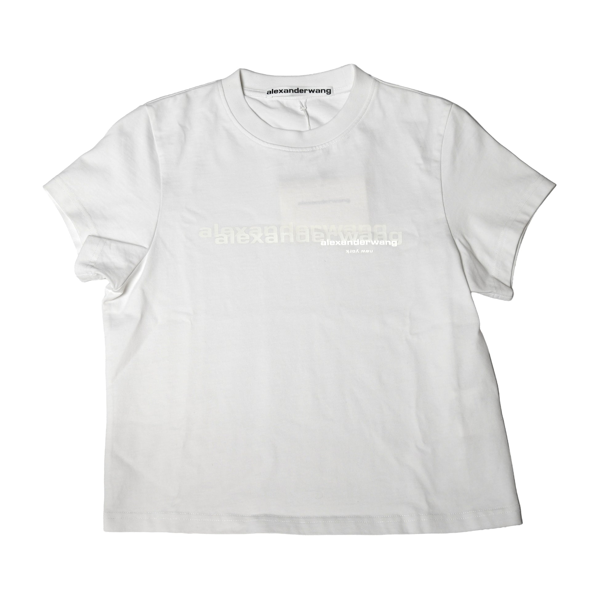 Alexander Wang Logo-Print Shrunken T-Shirts White-NOBLEMARS