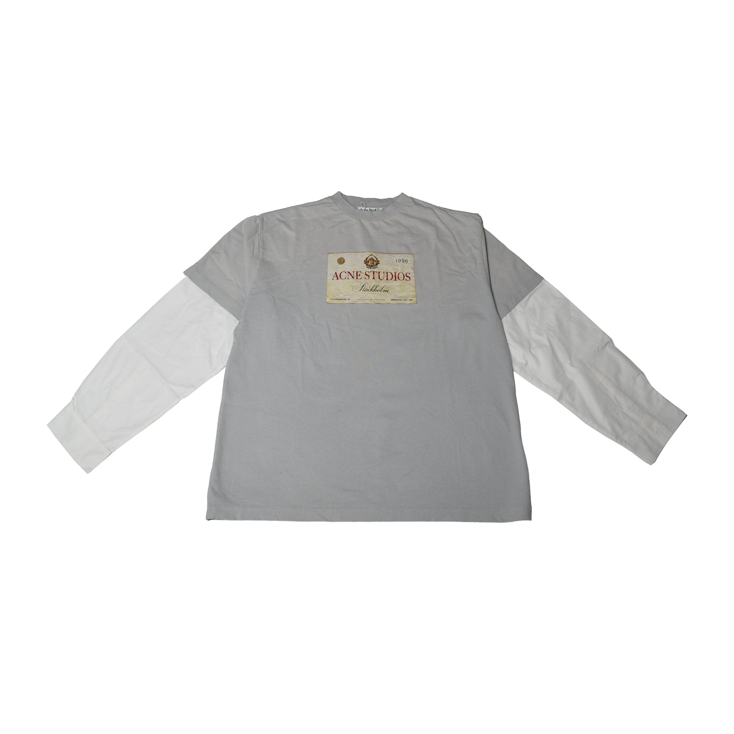 Acne Studios Layered Vintage Label Print L/S T-Shirts Light Grey-NOBLEMARS