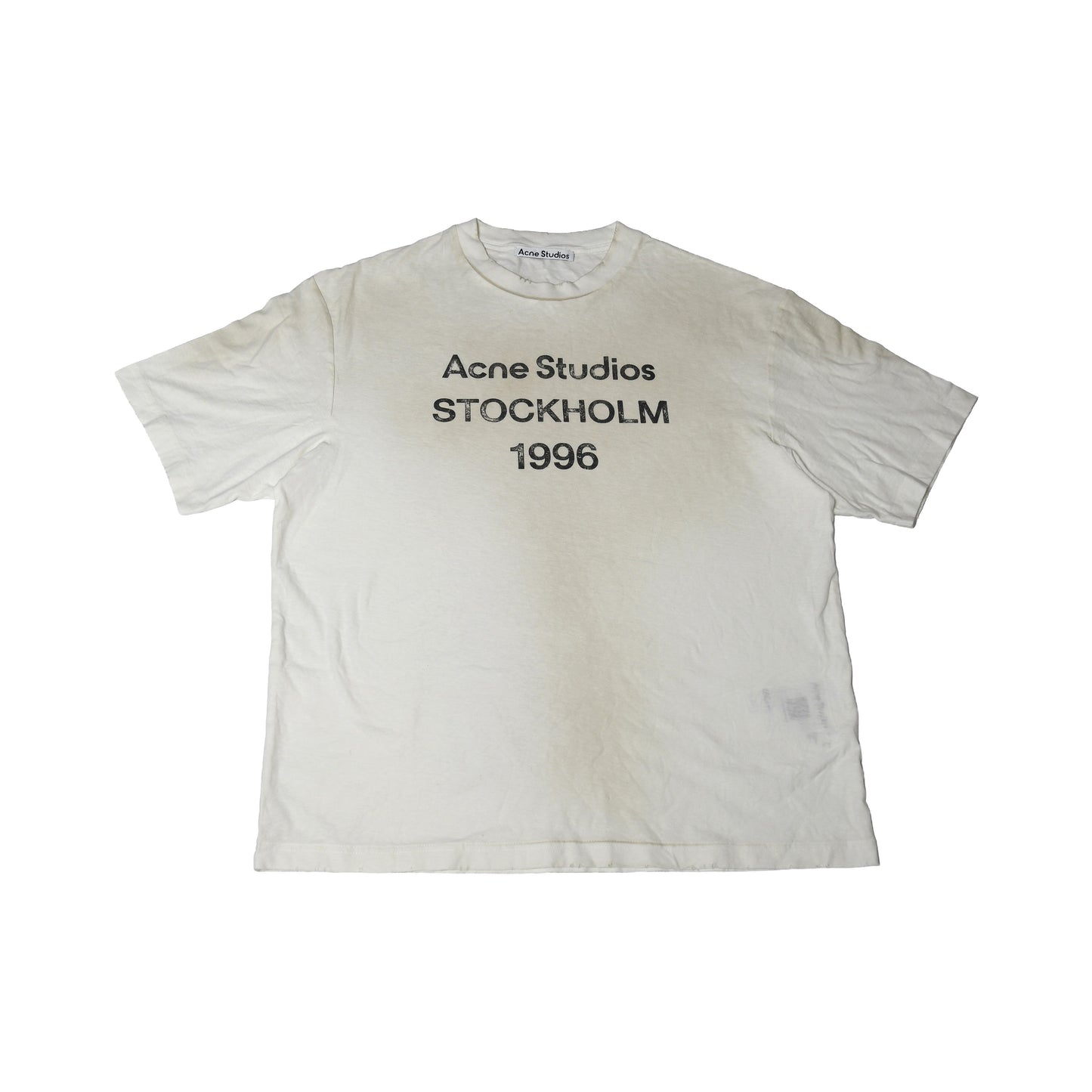 Acne Studios Relaxed Fit STOCKHOLM 1996 Faded Logo T-Shirts White-NOBLEMARS