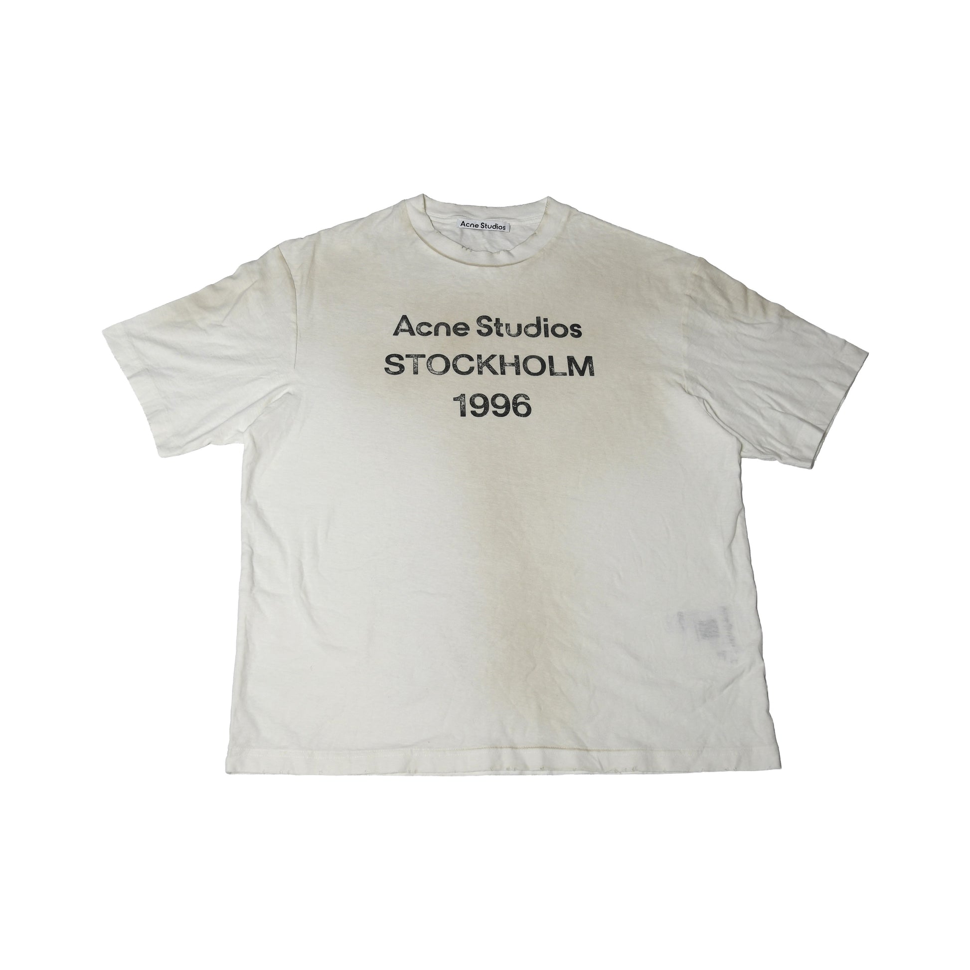 Acne Studios Relaxed Fit STOCKHOLM 1996 Faded Logo T-Shirts White-NOBLEMARS