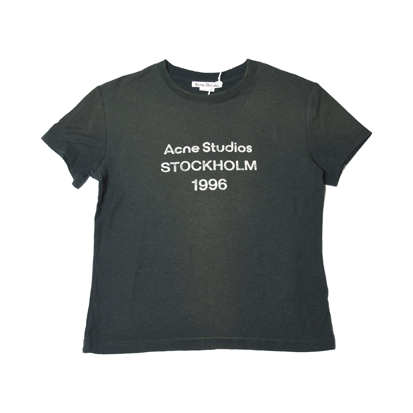 Acne Studios Relaxed Fit STOCKHOLM 1996 Faded Logo T-Shirts Black-NOBLEMARS