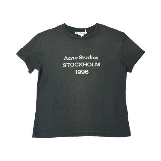 Acne Studios Relaxed Fit STOCKHOLM 1996 Faded Logo T-Shirts Black