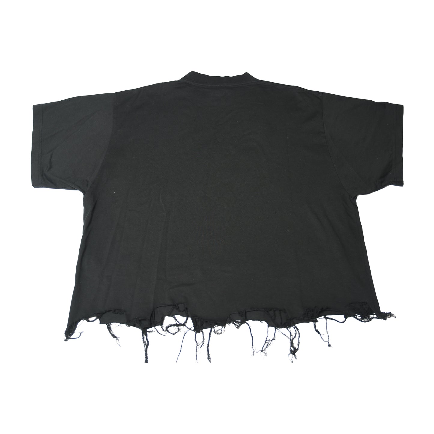 Balenciaga BB Cropped Oversized Raw-Hem T-Shirts Black-NOBLEMARS