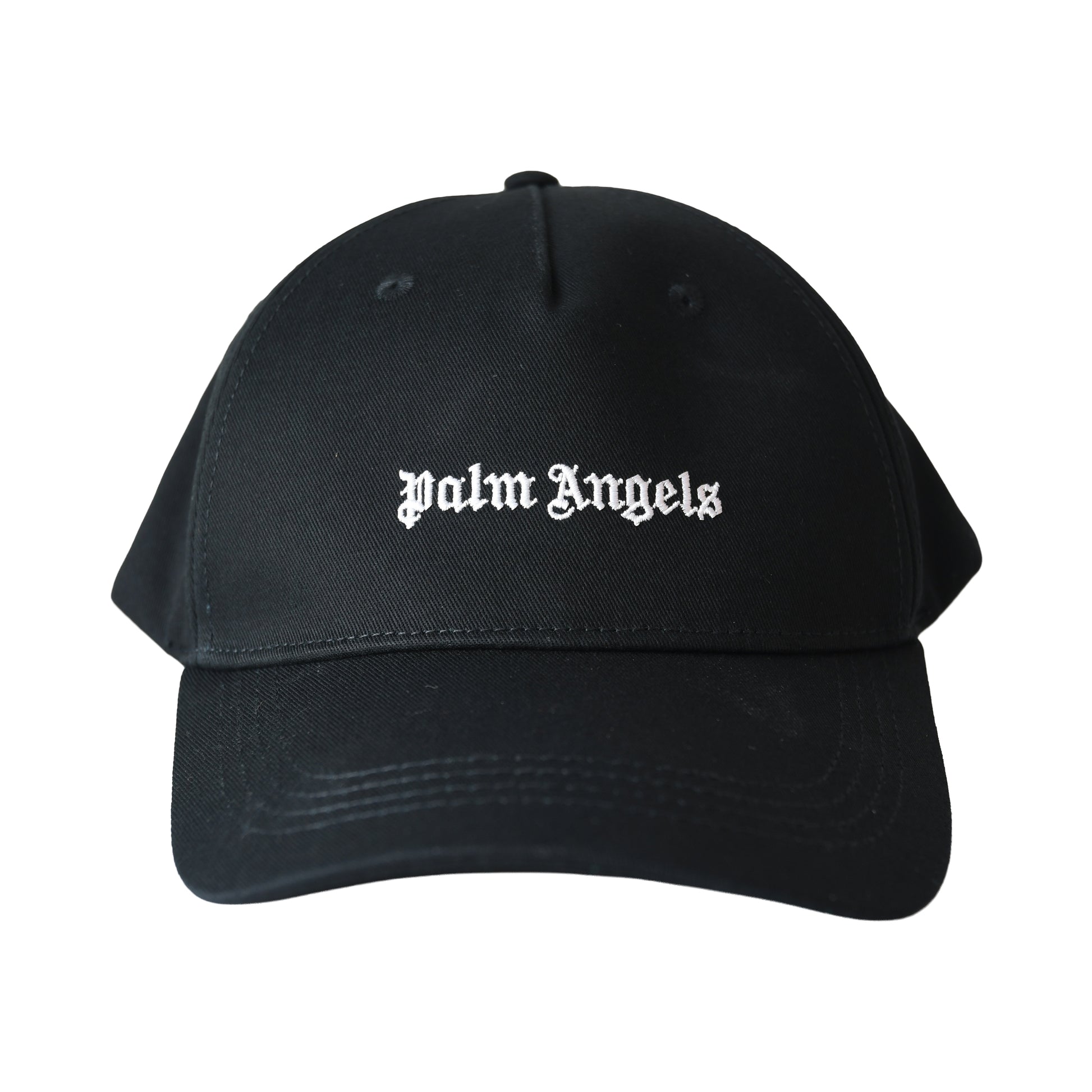 Palm Angels Classic Embroidered Gothic Typeface Logo Baseball Cap Black-NOBLEMARS