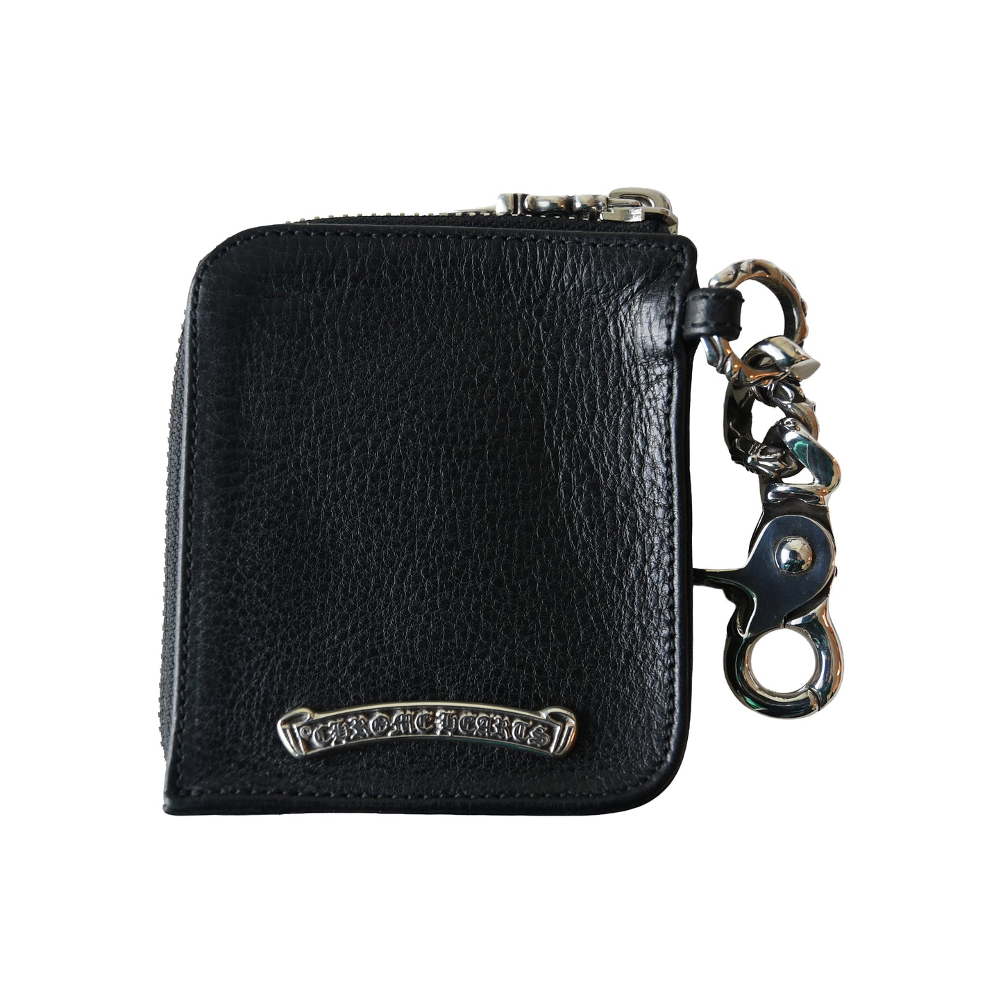 Chrome Hearts Tiny Zip Leather Coin Pouch Wallet Black