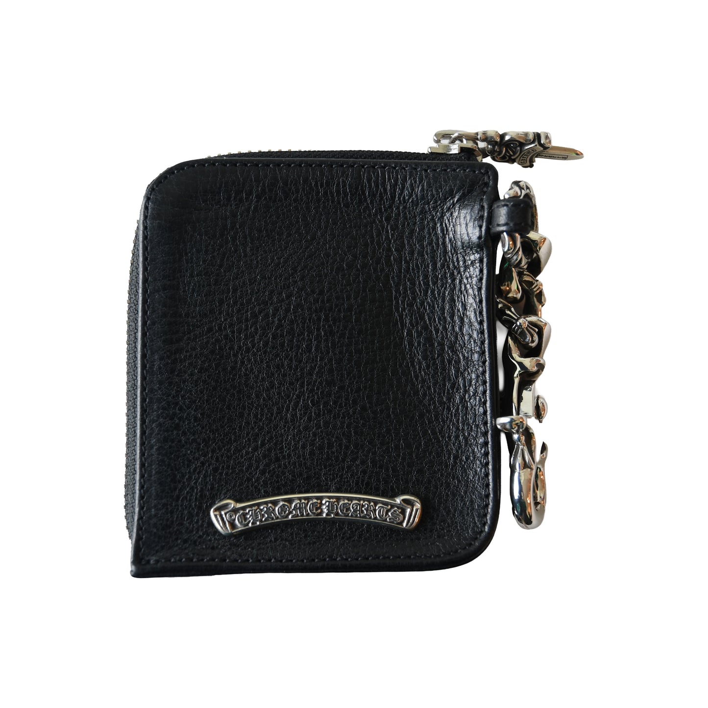 Chrome Hearts Tiny Zip Leather Coin Pouch Wallet Black