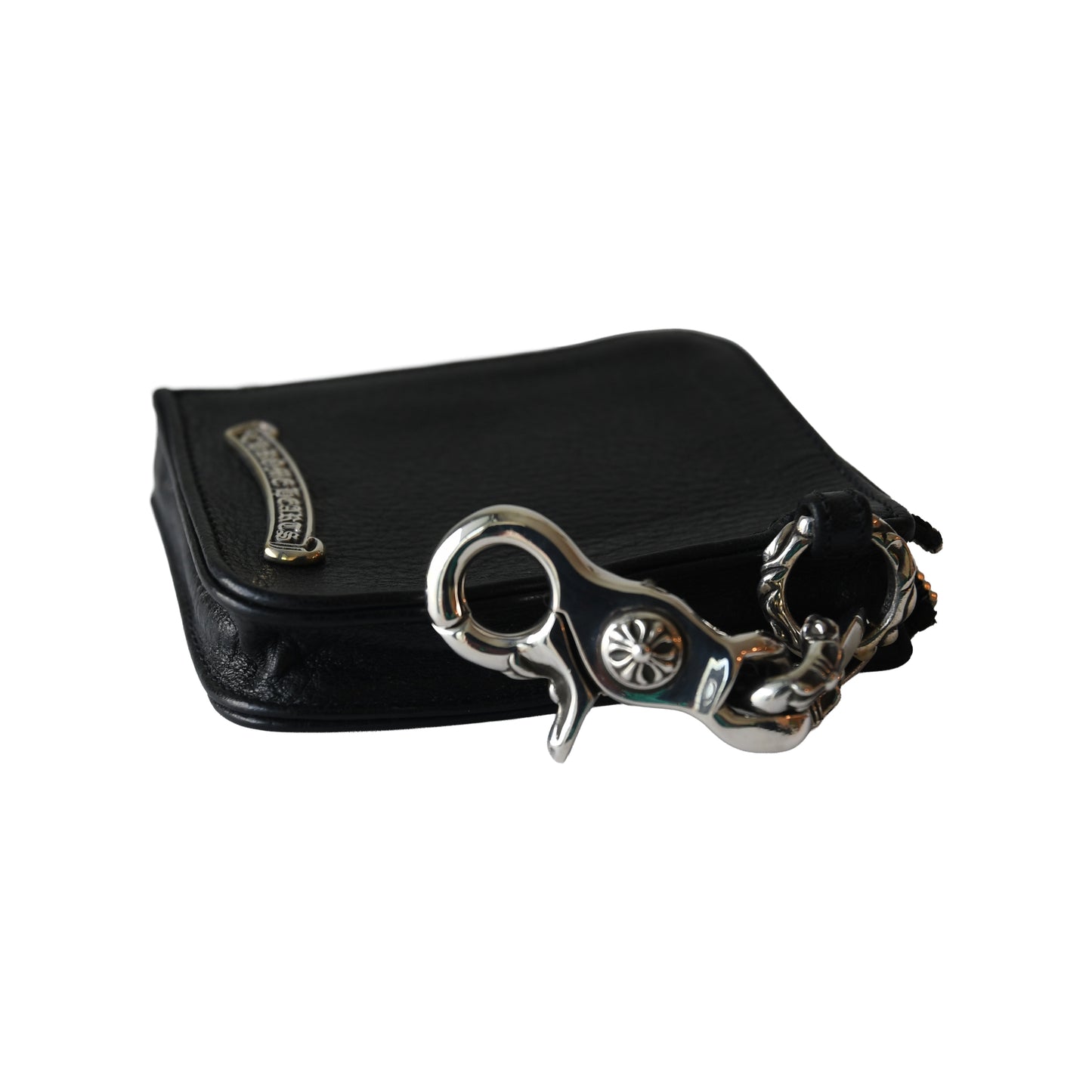 Chrome Hearts Tiny Zip Leather Coin Pouch Wallet Black
