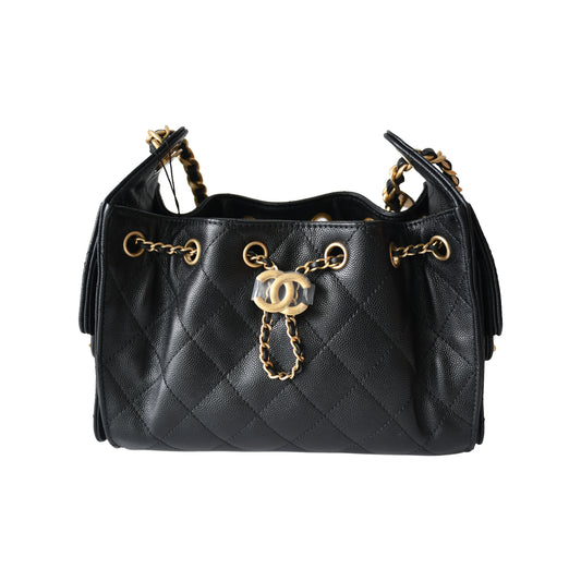 Chanel Caviar Quilted Mini 25 Hobo Bags Gold Hardware Black-NOBLEMARS