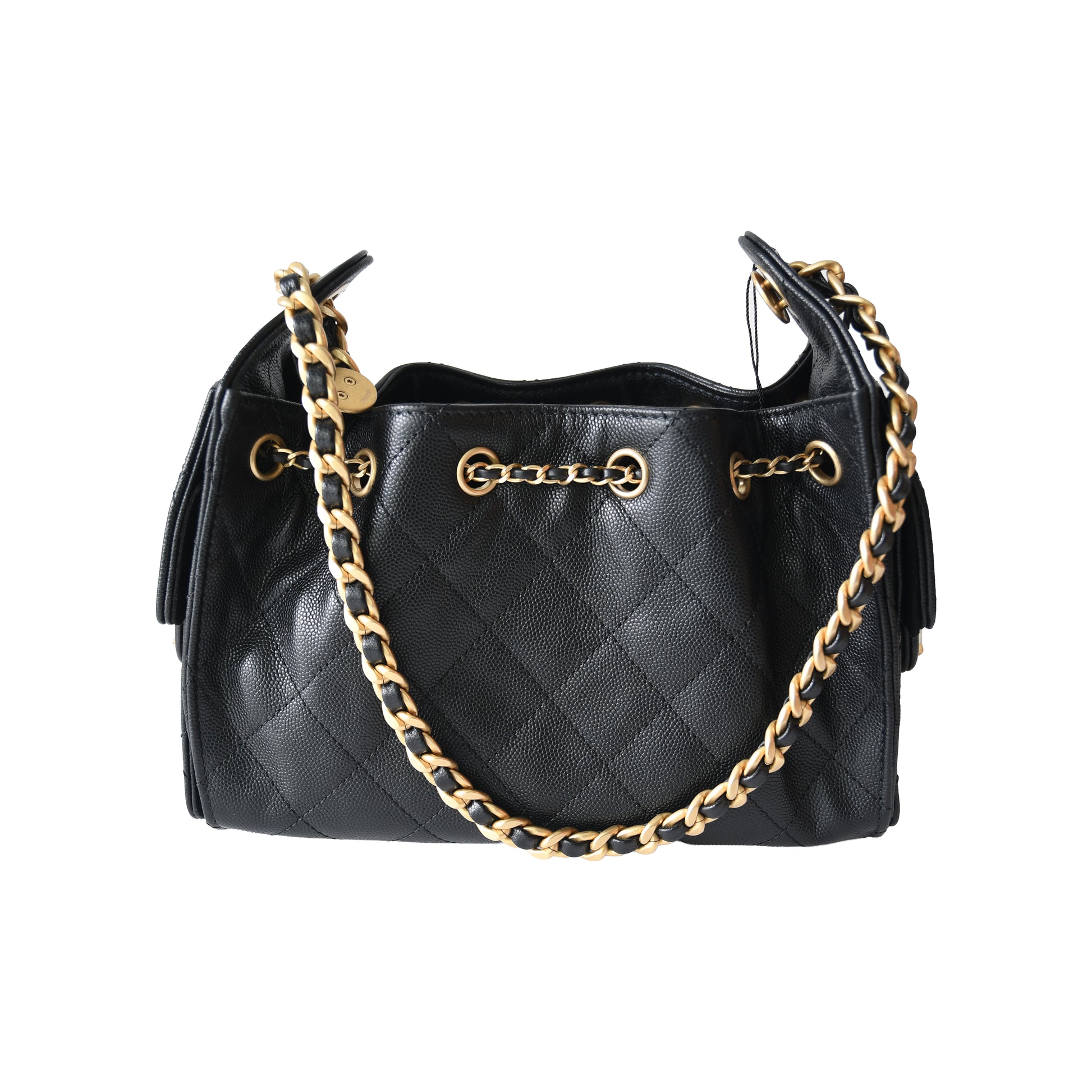 Chanel Caviar Quilted Mini 25 Hobo Bags Gold Hardware Black-NOBLEMARS