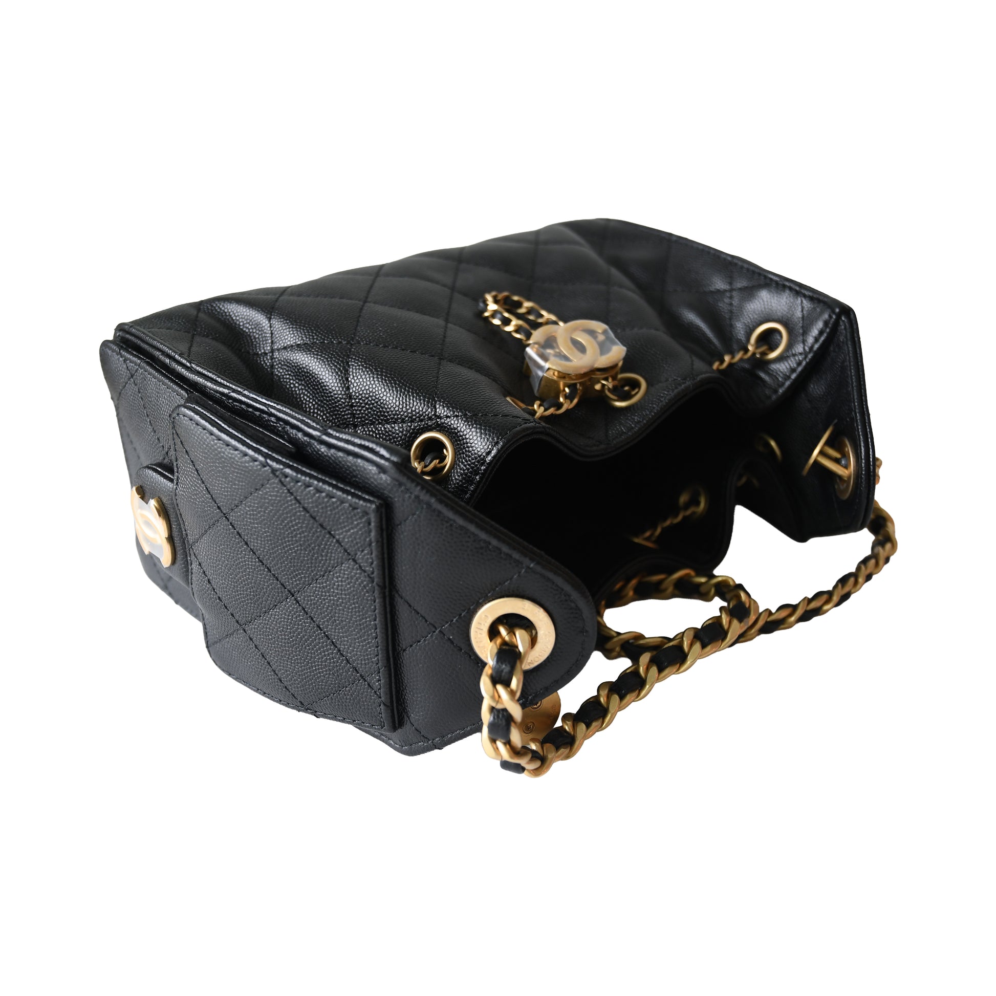 Chanel Caviar Quilted Mini 25 Hobo Bags Gold Hardware Black-NOBLEMARS