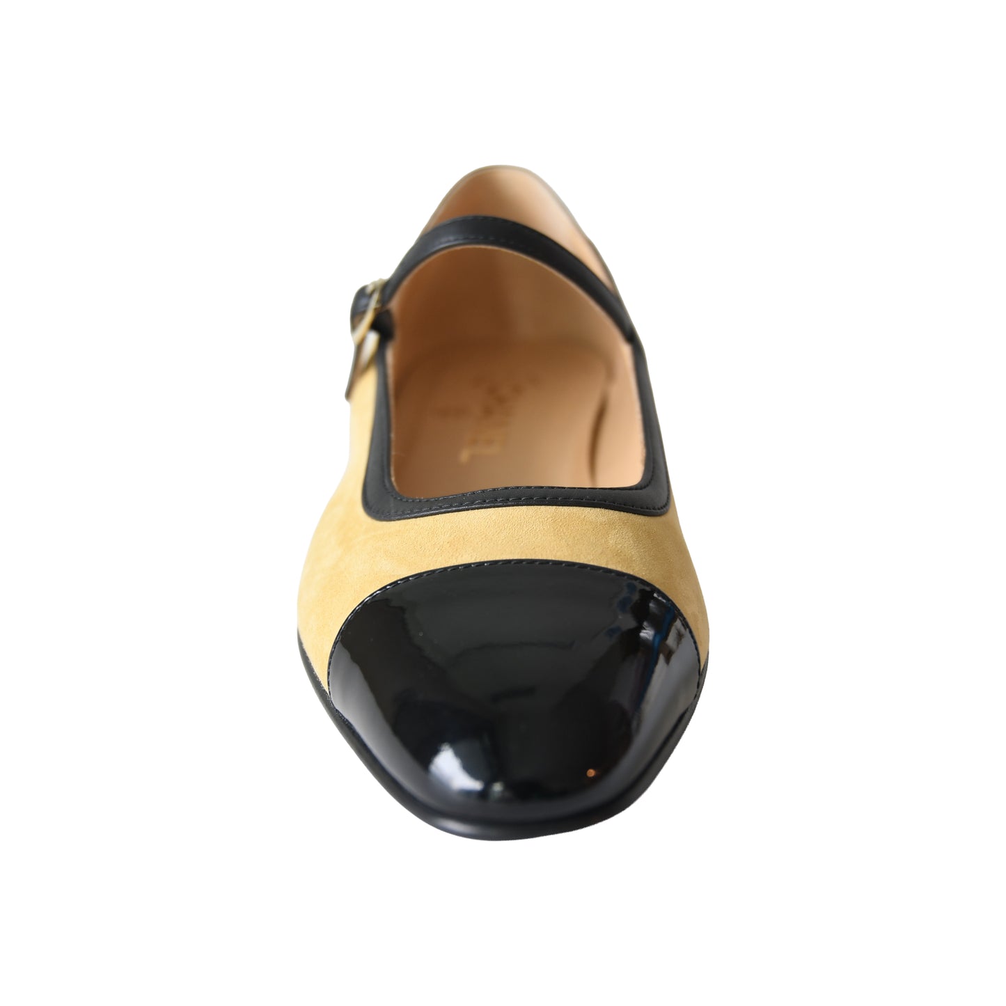 Chanel Mary Jane Ankle Strap Flats Beige Black-NOBLEMARS
