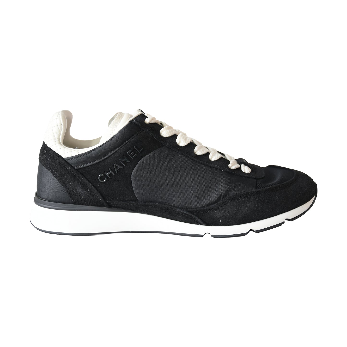 Chanel Interlocking CC Logo Suede Low Top Sneakers Black