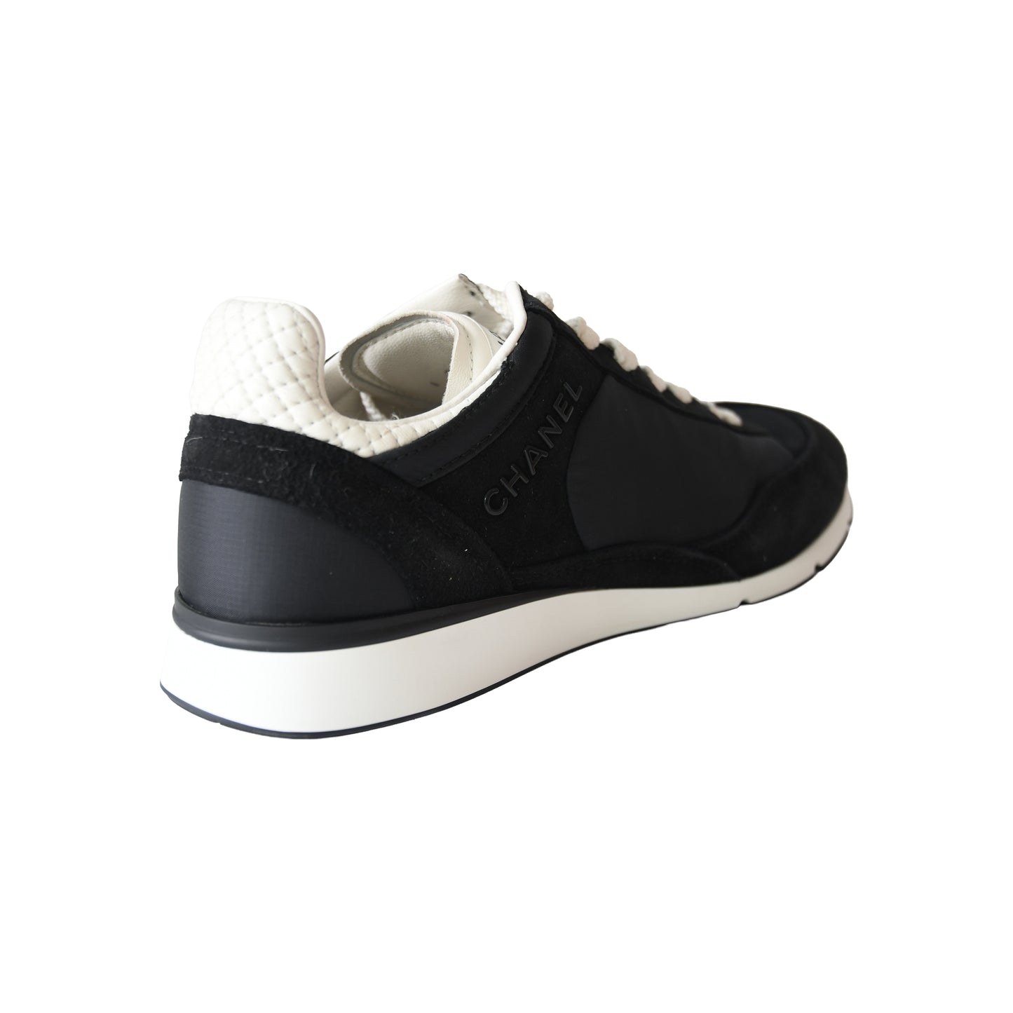 Chanel Interlocking CC Logo Suede Low Top Sneakers Black