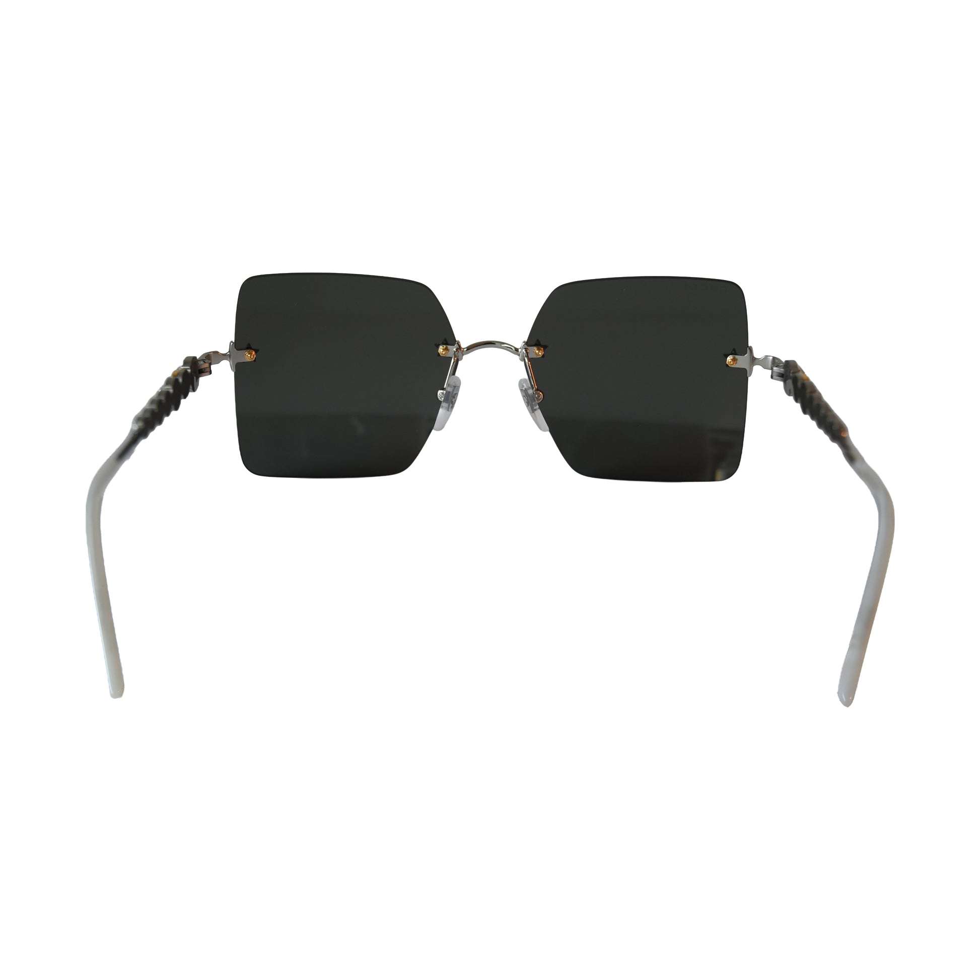 Gucci Rimless Square Shape Gold Star-Shaped Stud Black Lenses Sunglasses White-NOBLEMARS