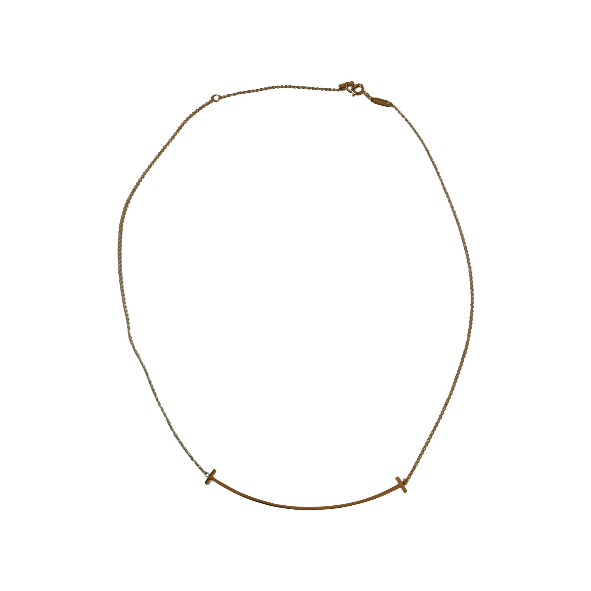 Tiffany 18k T Smile Large Pendant Necklace Rose Gold-NOBLEMARS