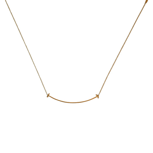 Tiffany 18k T Smile Large Pendant Necklace Rose Gold