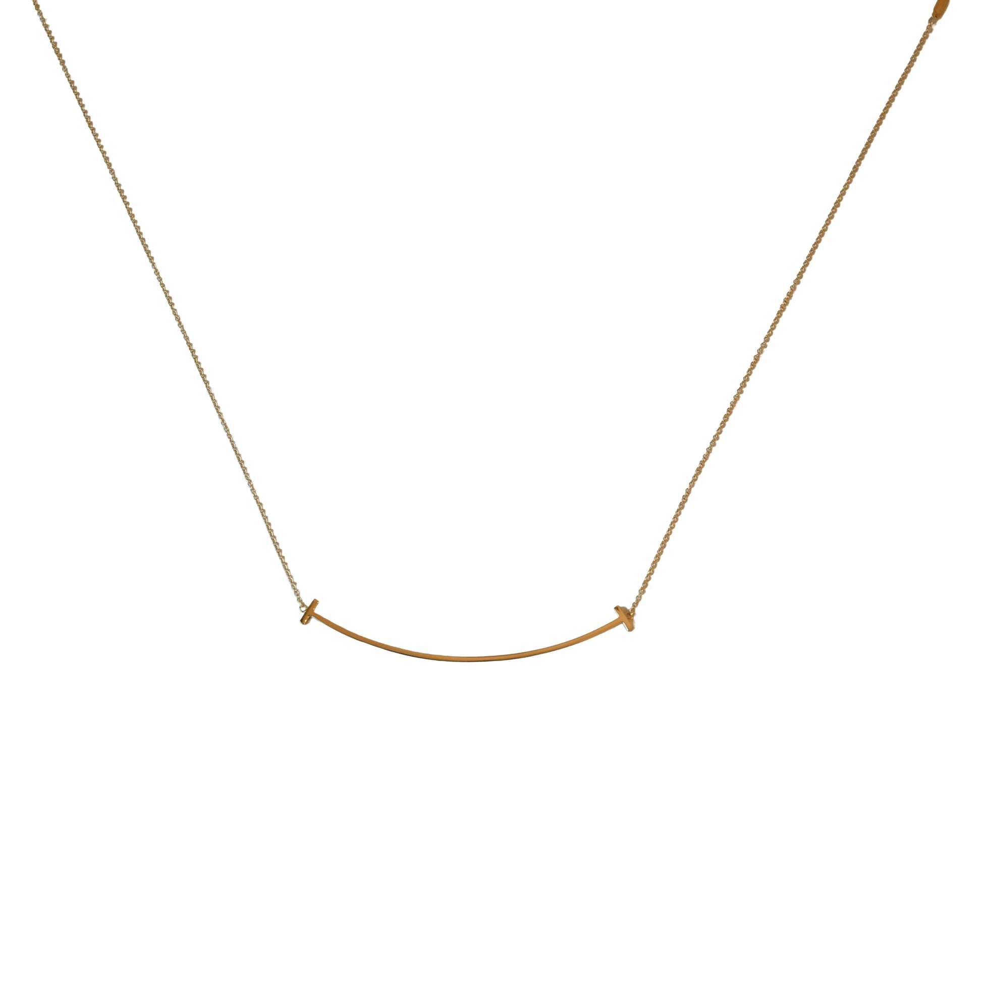 Tiffany 18k T Smile Large Pendant Necklace Gold-NOBLEMARS