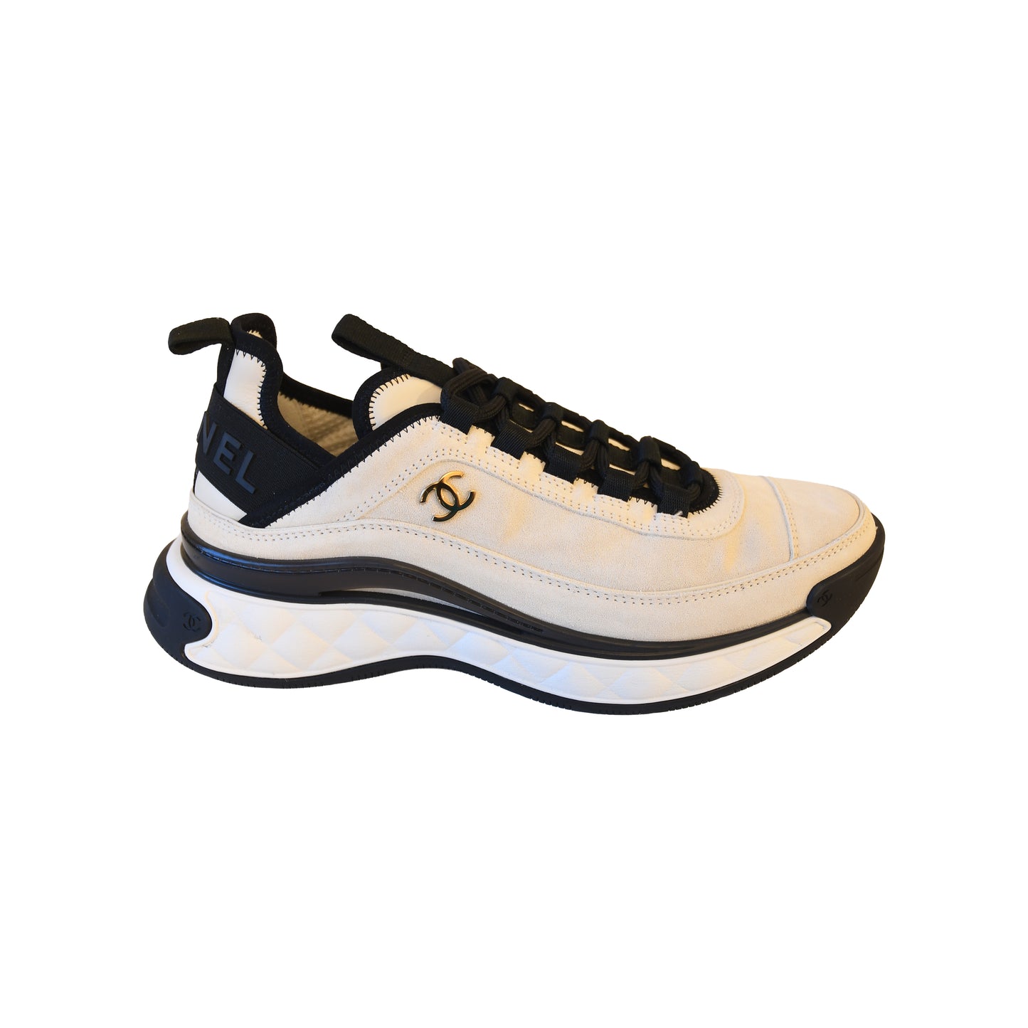 Chanel Interlocking CC Logo Suede Chunky Sneakers Light Beige