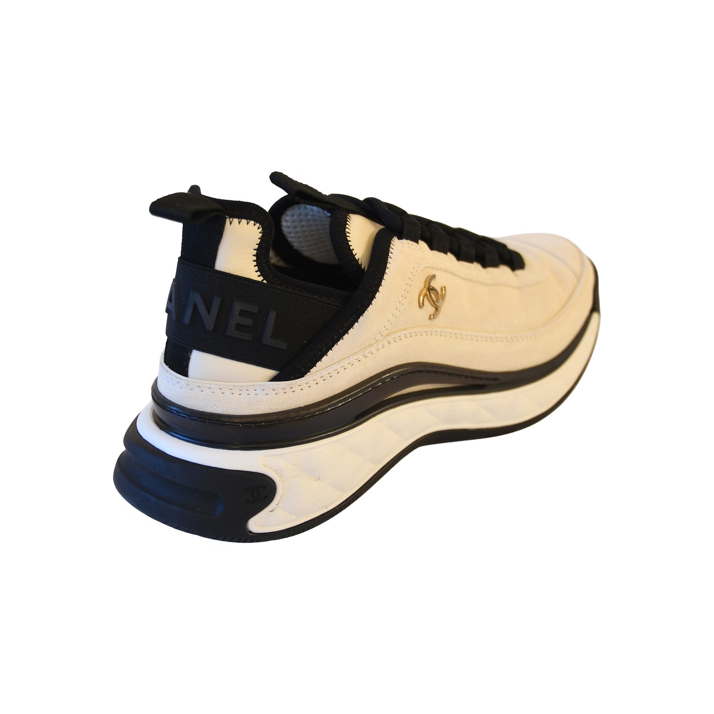 Chanel Interlocking CC Logo Suede Chunky Sneakers Light Beige