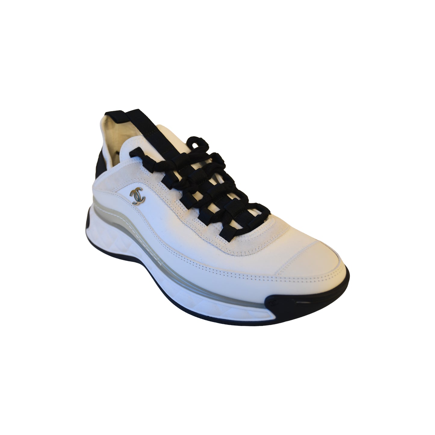 Chanel Interlocking CC Logo Suede Chunky Sneakers Ivory