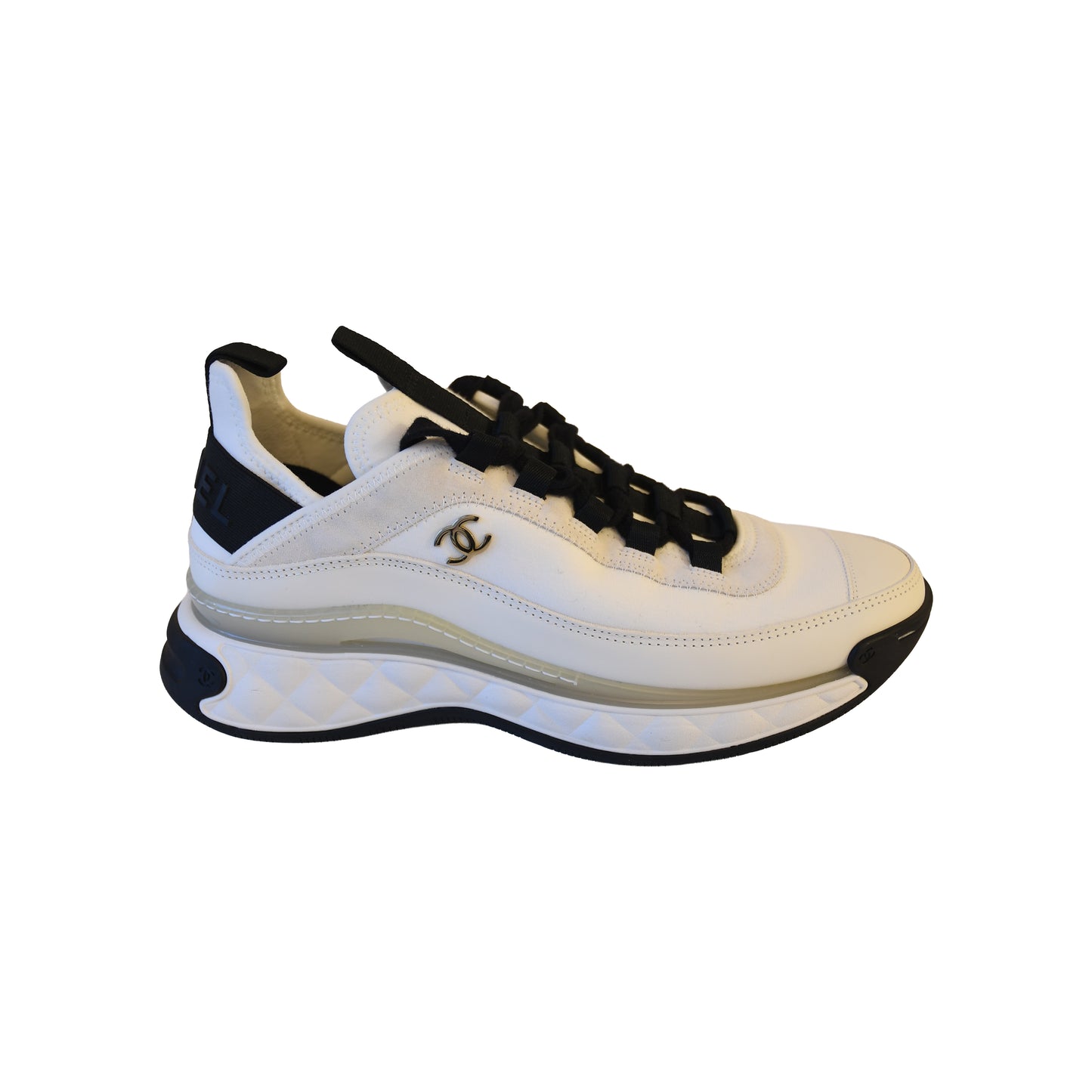 Chanel Interlocking CC Logo Suede Chunky Sneakers Ivory