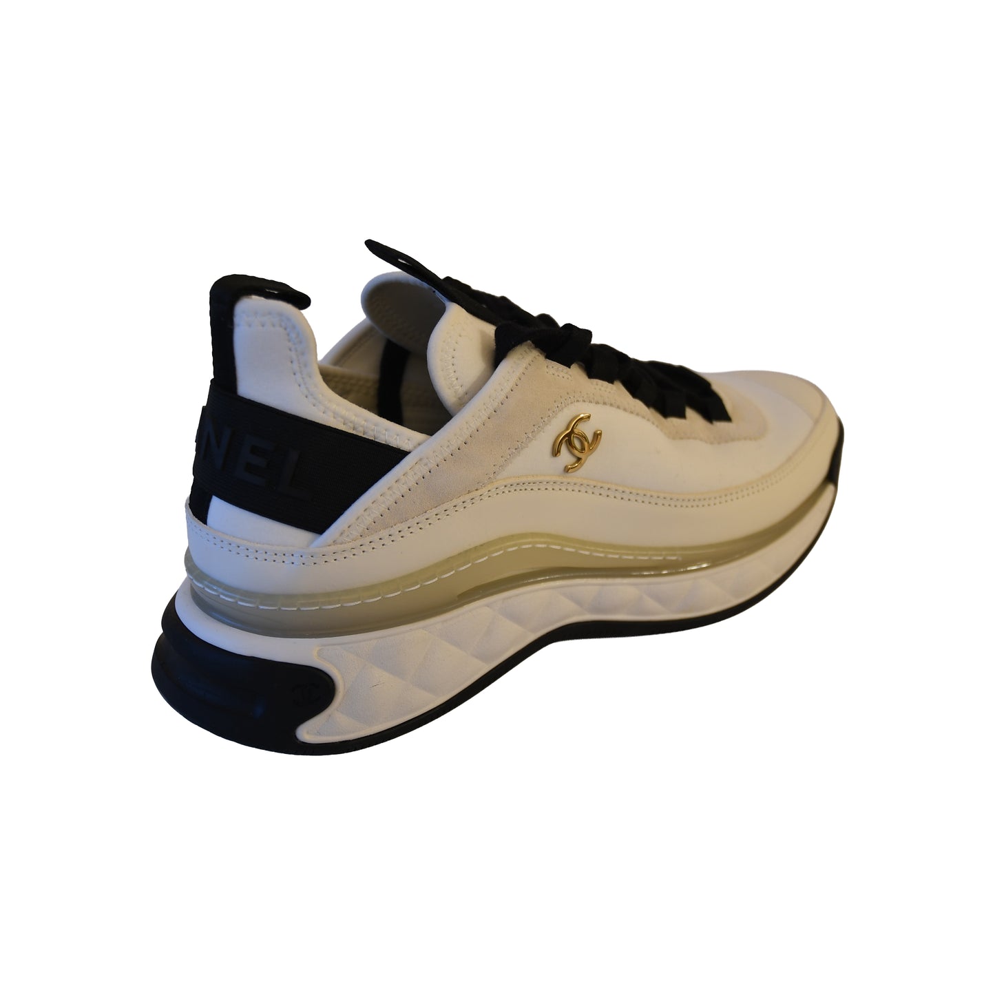 Chanel Interlocking CC Logo Suede Chunky Sneakers Ivory