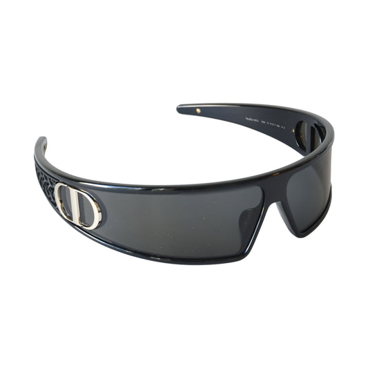 Dior VeryDior M1U Nylon Frame Gold-Finish Metal CD Signatures Shield Sunglasses Black