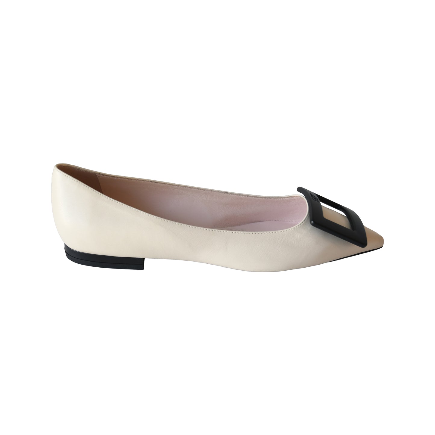 Roger Vivier Gommettine Ball Patent Leather Ballet Flats Beige-NOBLEMARS
