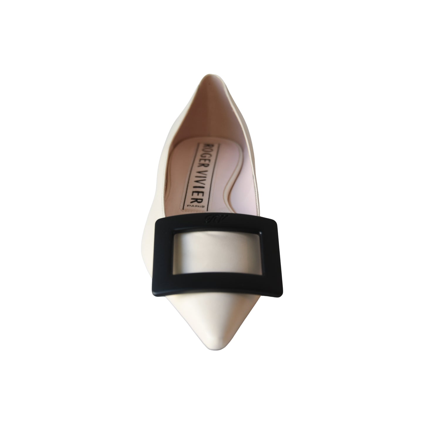 Roger Vivier Gommettine Ball Patent Leather Ballet Flats Beige-NOBLEMARS
