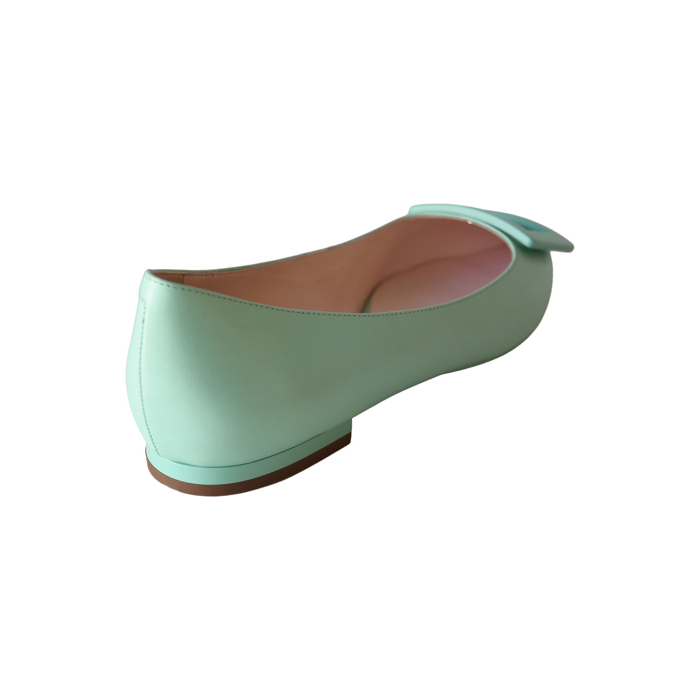 Roger Vivier Gommettine Ball Patent Leather Ballet Flats Light Green-NOBLEMARS