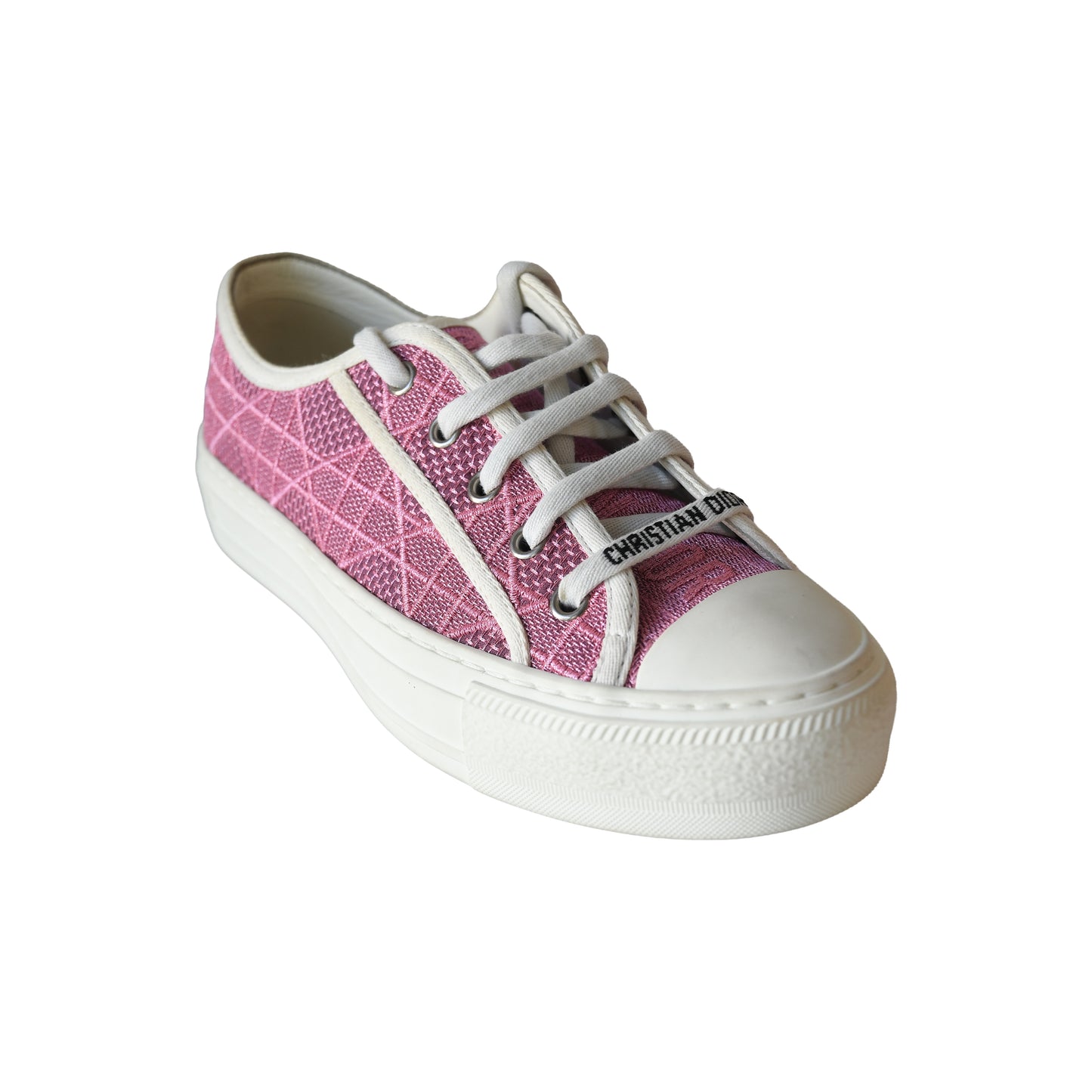 Dior Walk'n' Faded Cannage Motif Embroidered Denim Sneakers Pink-NOBLEMARS