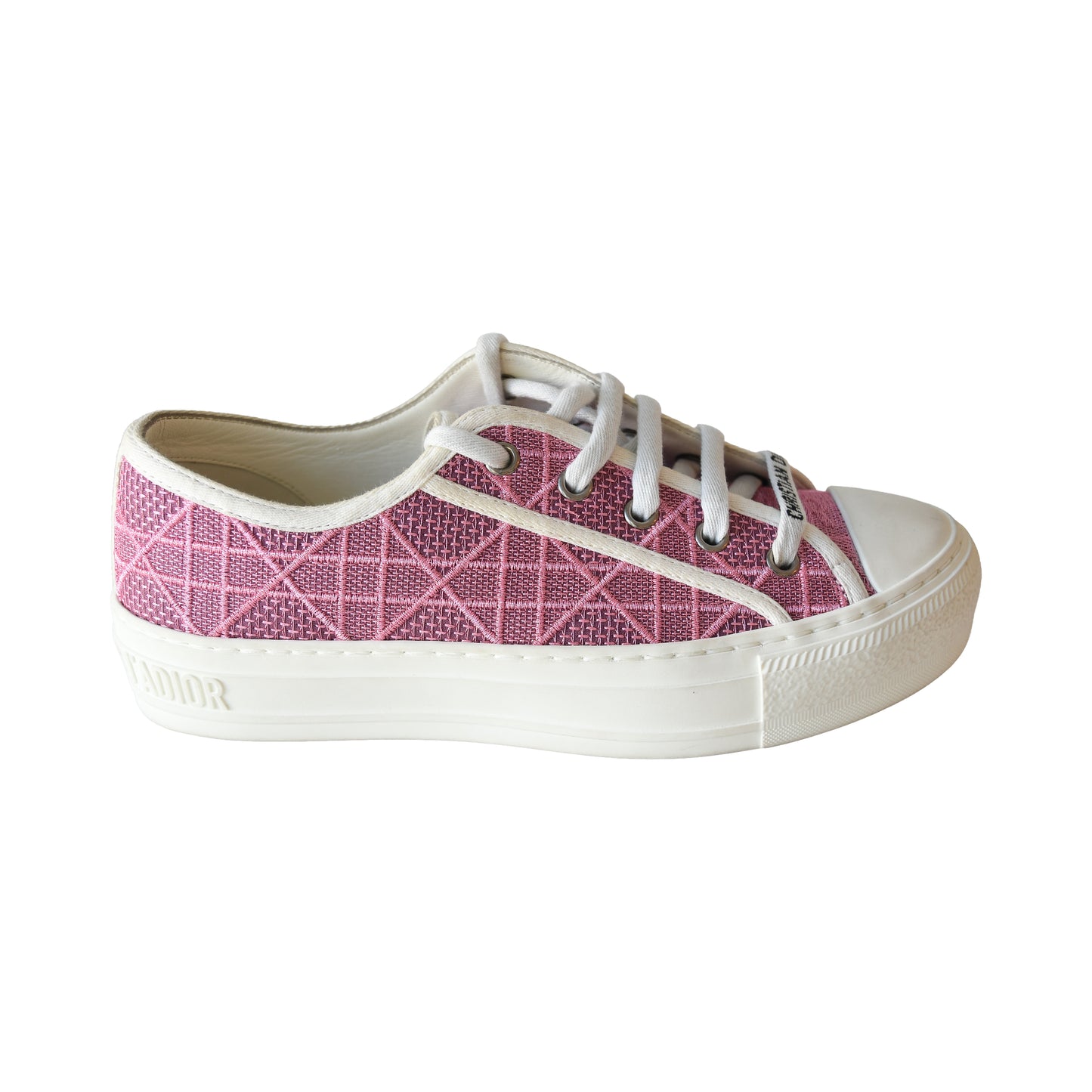 Dior Walk'n' Faded Cannage Motif Embroidered Denim Sneakers Pink-NOBLEMARS